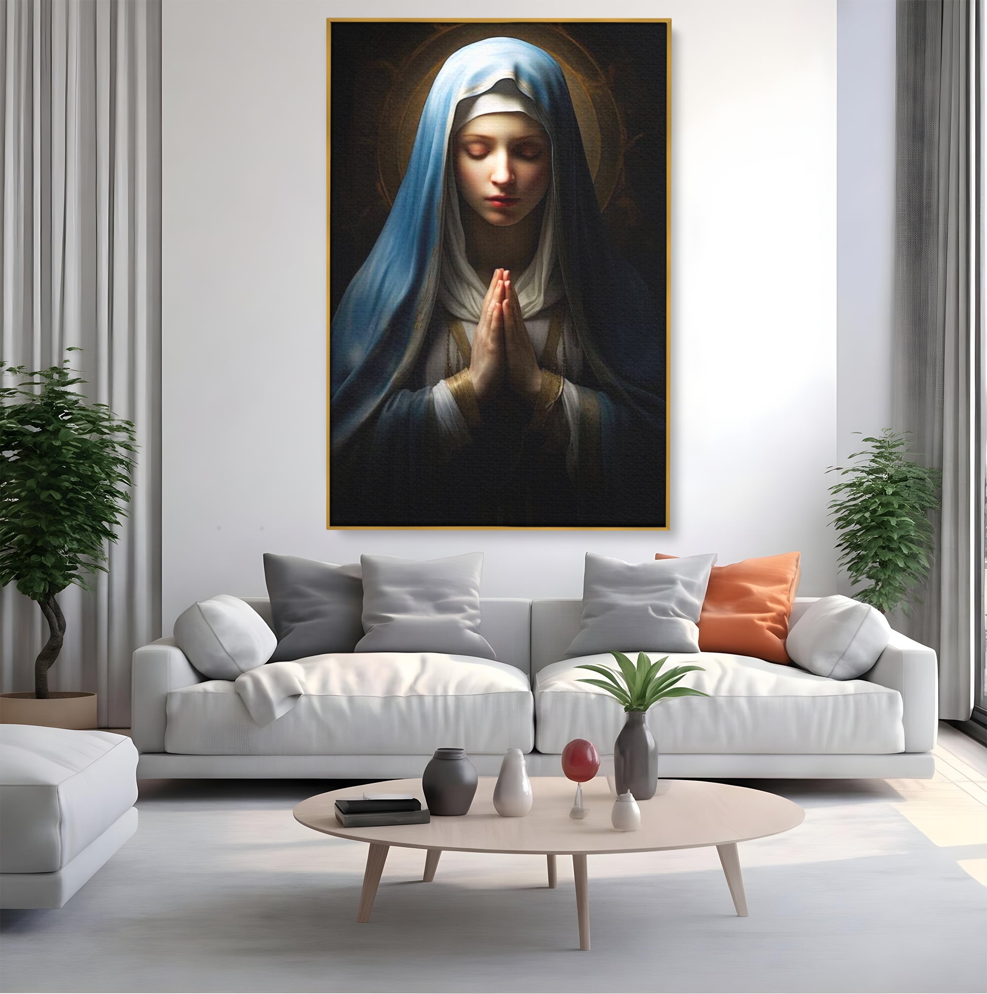 Leinwand Wandkunst Premium Leinwand Wandkunst LuxCanva® H1036, Gebetsfrieden, Jungfrau Maria, Gebet, Frieden, Glaube, Glaube, Gnade, Segen, Segen, Frieden, religiöse Kunst, Wohnen, Schlafzimmer