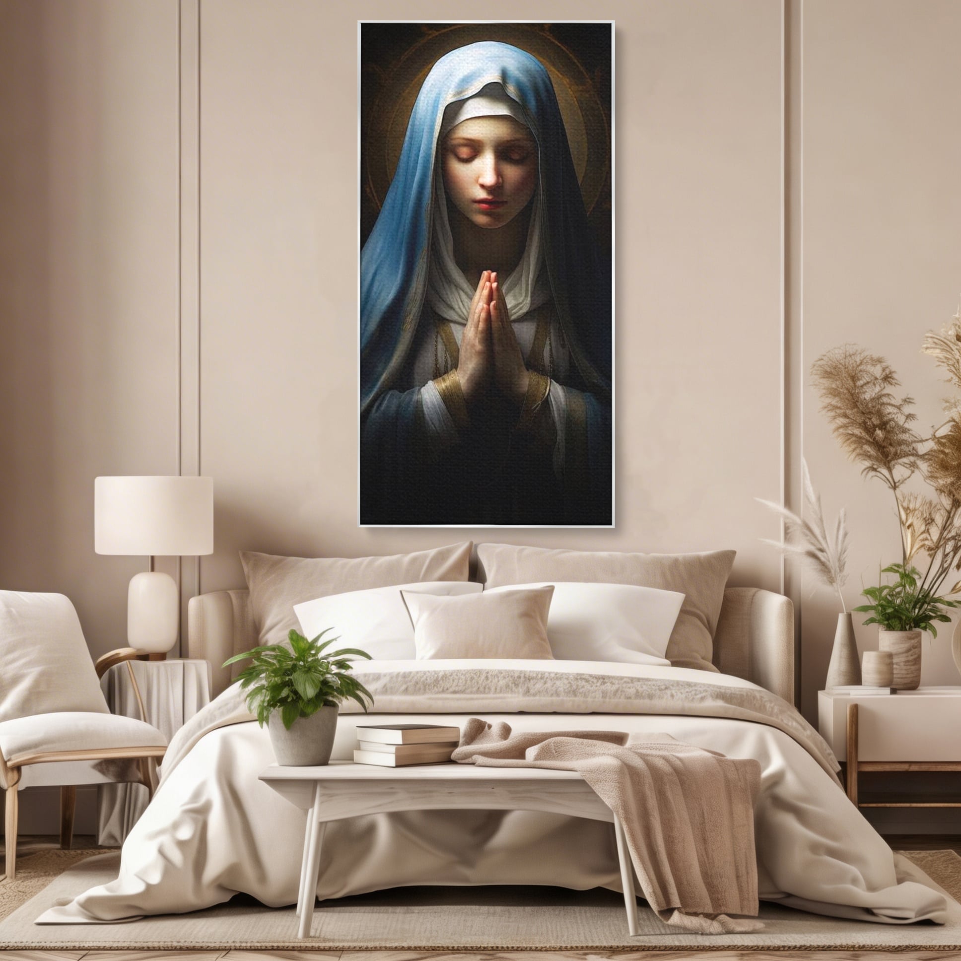 Leinwand Wandkunst Premium Leinwand Wandkunst LuxCanva® H1036, Gebetsfrieden, Jungfrau Maria, Gebet, Frieden, Glaube, Glaube, Gnade, Segen, Segen, Frieden, religiöse Kunst, Wohnen, Schlafzimmer
