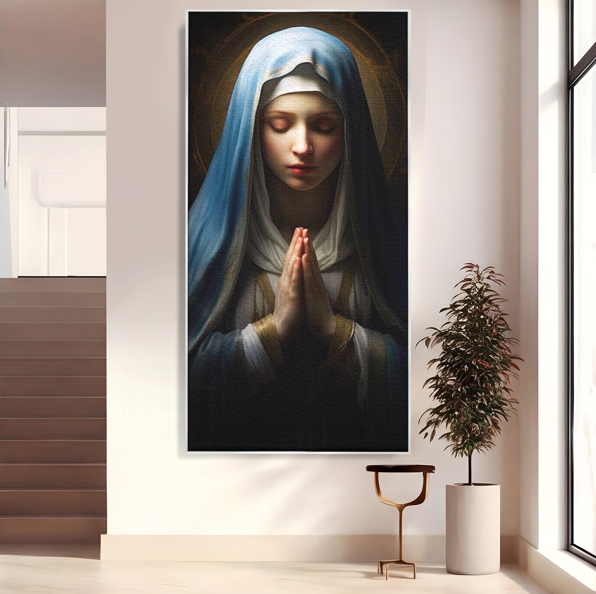 Leinwand Wandkunst Premium Leinwand Wandkunst LuxCanva® H1036, Gebetsfrieden, Jungfrau Maria, Gebet, Frieden, Glaube, Glaube, Gnade, Segen, Segen, Frieden, religiöse Kunst, Wohnen, Schlafzimmer