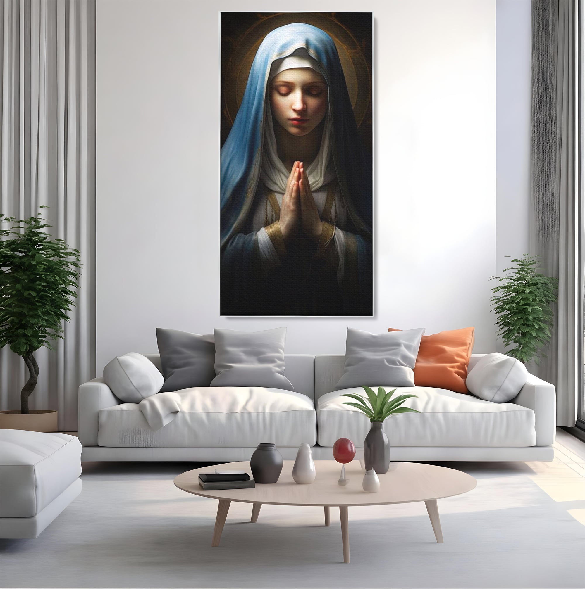 Leinwand Wandkunst Premium Leinwand Wandkunst LuxCanva® H1036, Gebetsfrieden, Jungfrau Maria, Gebet, Frieden, Glaube, Glaube, Gnade, Segen, Segen, Frieden, religiöse Kunst, Wohnen, Schlafzimmer