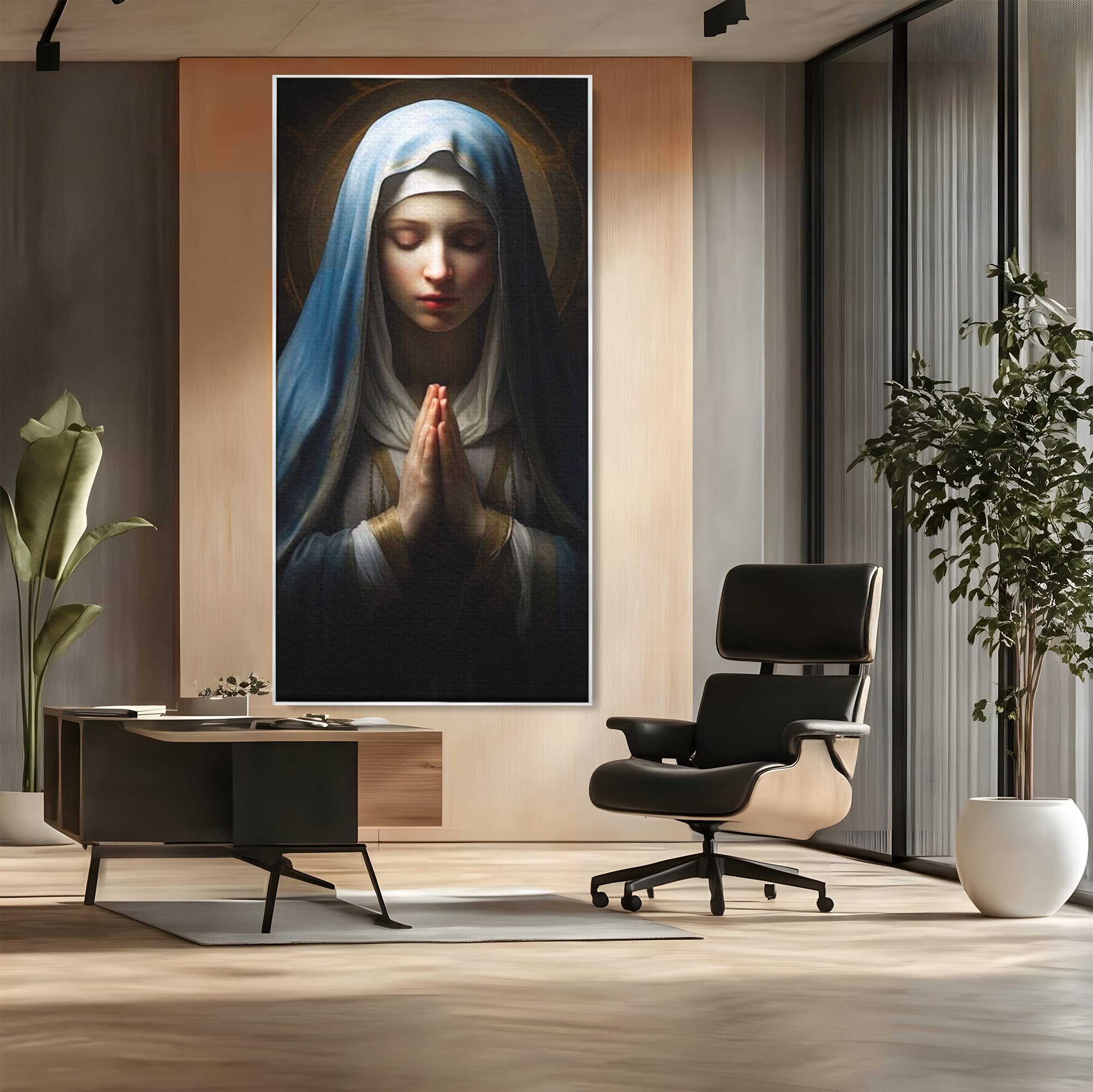 Leinwand Wandkunst Premium Leinwand Wandkunst LuxCanva® H1036, Gebetsfrieden, Jungfrau Maria, Gebet, Frieden, Glaube, Glaube, Gnade, Segen, Segen, Frieden, religiöse Kunst, Wohnen, Schlafzimmer
