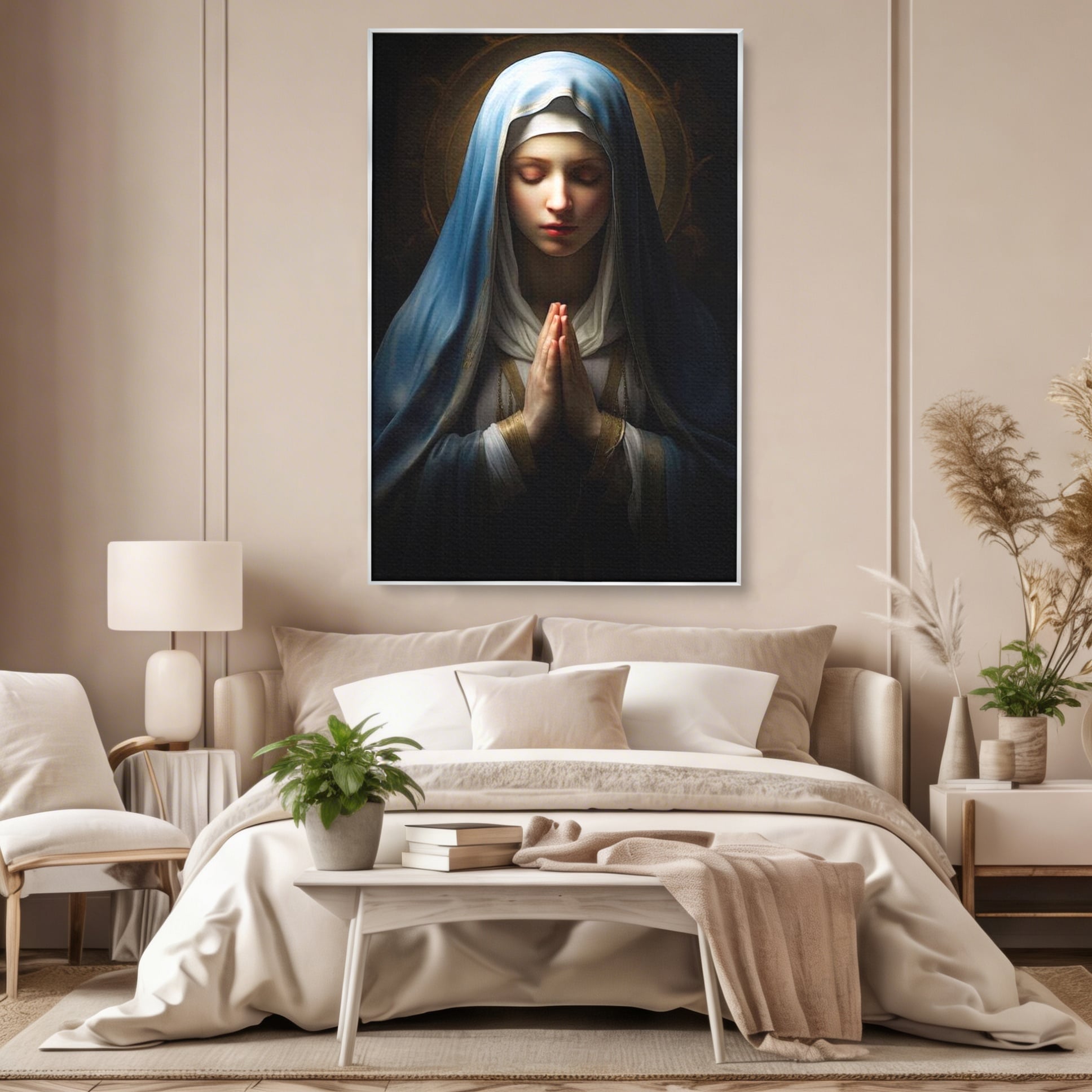 Leinwand Wandkunst Premium Leinwand Wandkunst LuxCanva® H1036, Gebetsfrieden, Jungfrau Maria, Gebet, Frieden, Glaube, Glaube, Gnade, Segen, Segen, Frieden, religiöse Kunst, Wohnen, Schlafzimmer