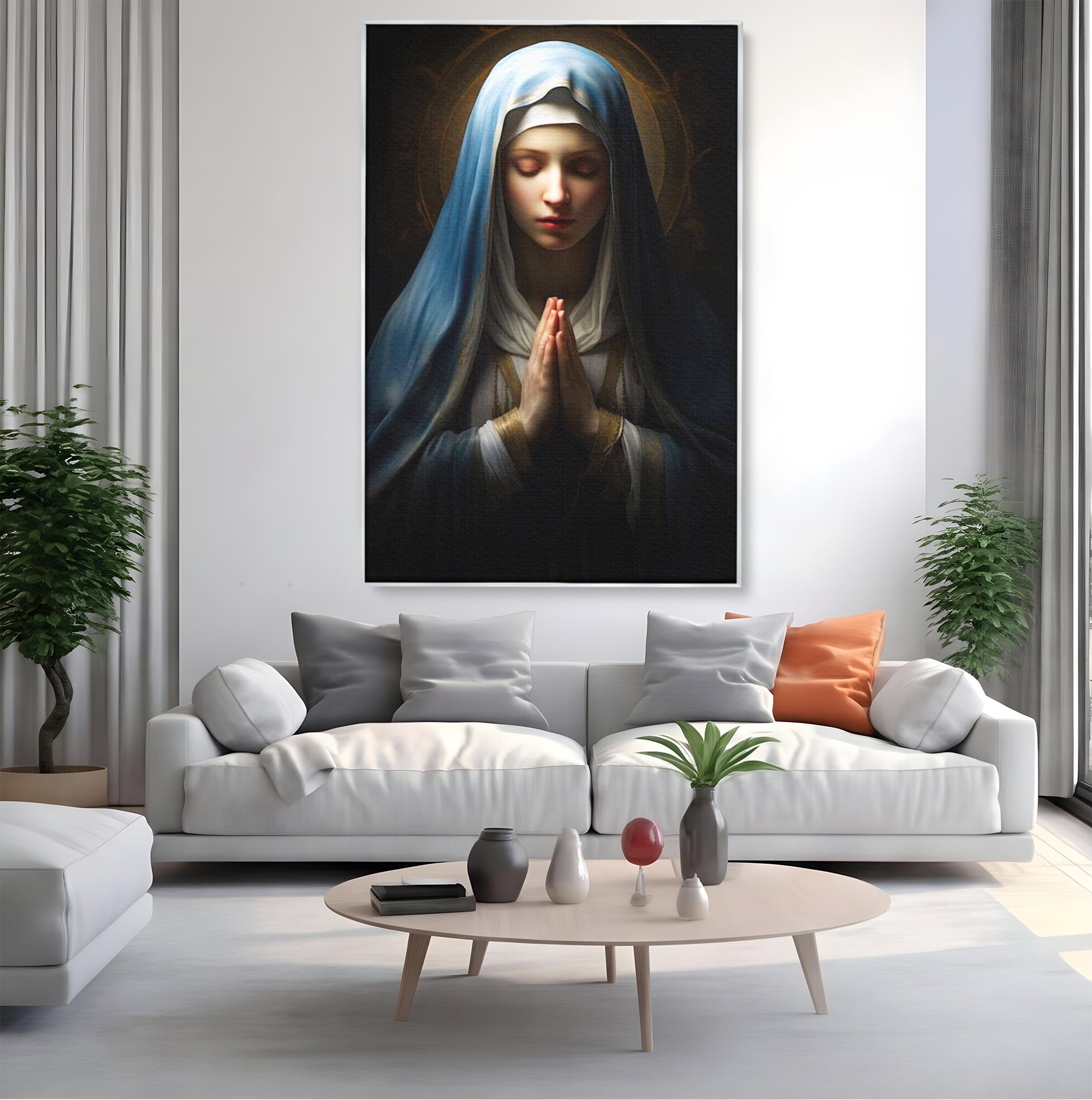 Leinwand Wandkunst Premium Leinwand Wandkunst LuxCanva® H1036, Gebetsfrieden, Jungfrau Maria, Gebet, Frieden, Glaube, Glaube, Gnade, Segen, Segen, Frieden, religiöse Kunst, Wohnen, Schlafzimmer