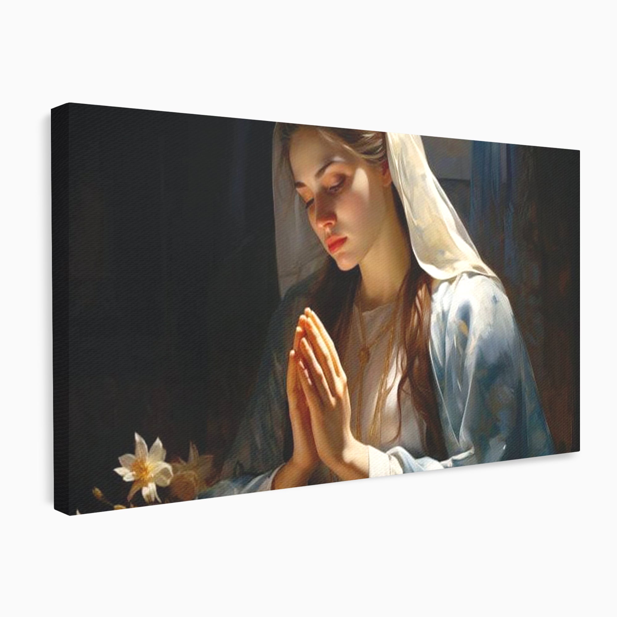 Tablou Canvas Premium LuxCanva® H1037, Mama Luminii, Fecioara Maria, Rugaciune, Lumina, Credinta, Pace, Har, Blandete, Divin, Arta Religioasa, Living, Dormitor