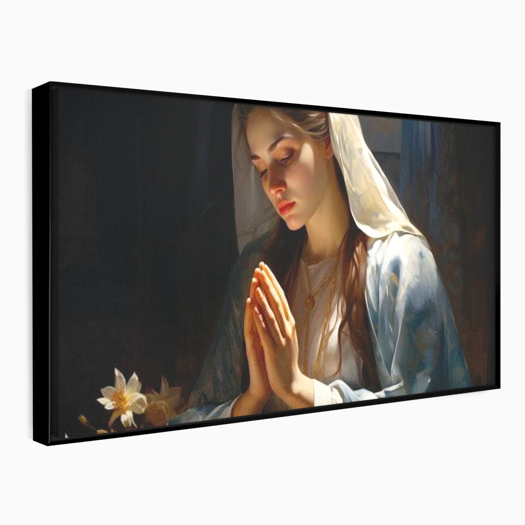 Tablou Canvas Premium LuxCanva® H1037, Mama Luminii, Fecioara Maria, Rugaciune, Lumina, Credinta, Pace, Har, Blandete, Divin, Arta Religioasa, Living, Dormitor