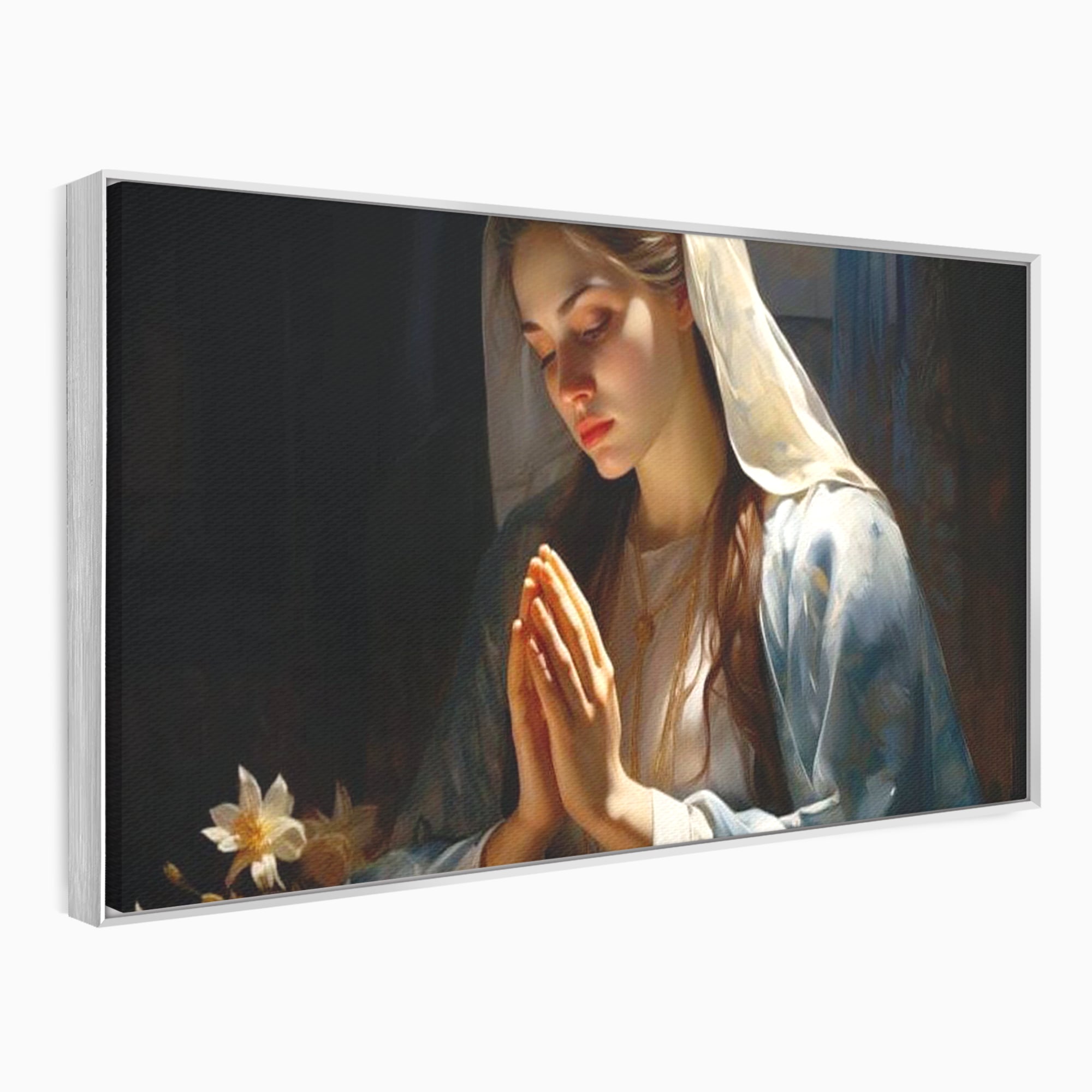 Tablou Canvas Premium LuxCanva® H1037, Mama Luminii, Fecioara Maria, Rugaciune, Lumina, Credinta, Pace, Har, Blandete, Divin, Arta Religioasa, Living, Dormitor