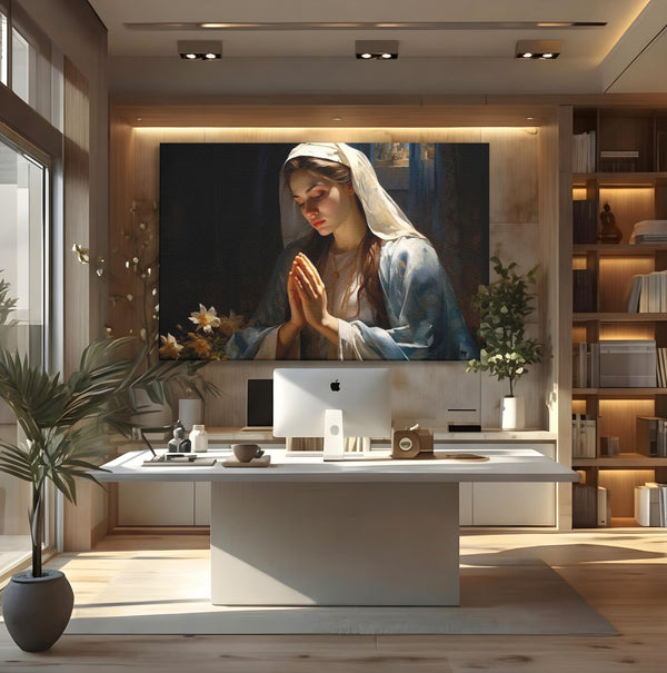 Tablou Canvas Premium LuxCanva® H1037, Mama Luminii, Fecioara Maria, Rugaciune, Lumina, Credinta, Pace, Har, Blandete, Divin, Arta Religioasa, Living, Dormitor