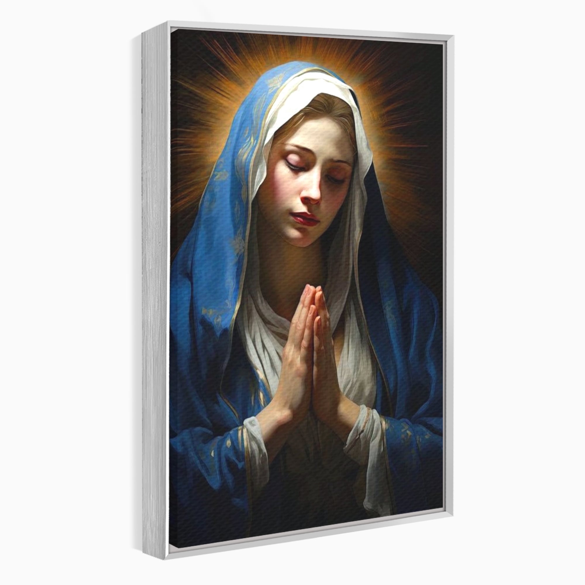 Tablou Canvas Premium LuxCanva® H1038, Blandetea Divina, Fecioara Maria, Rugaciune, Lumina, Credinta, Pace, Har, Blandete, Divin, Arta Religioasa, Living, Dormitor