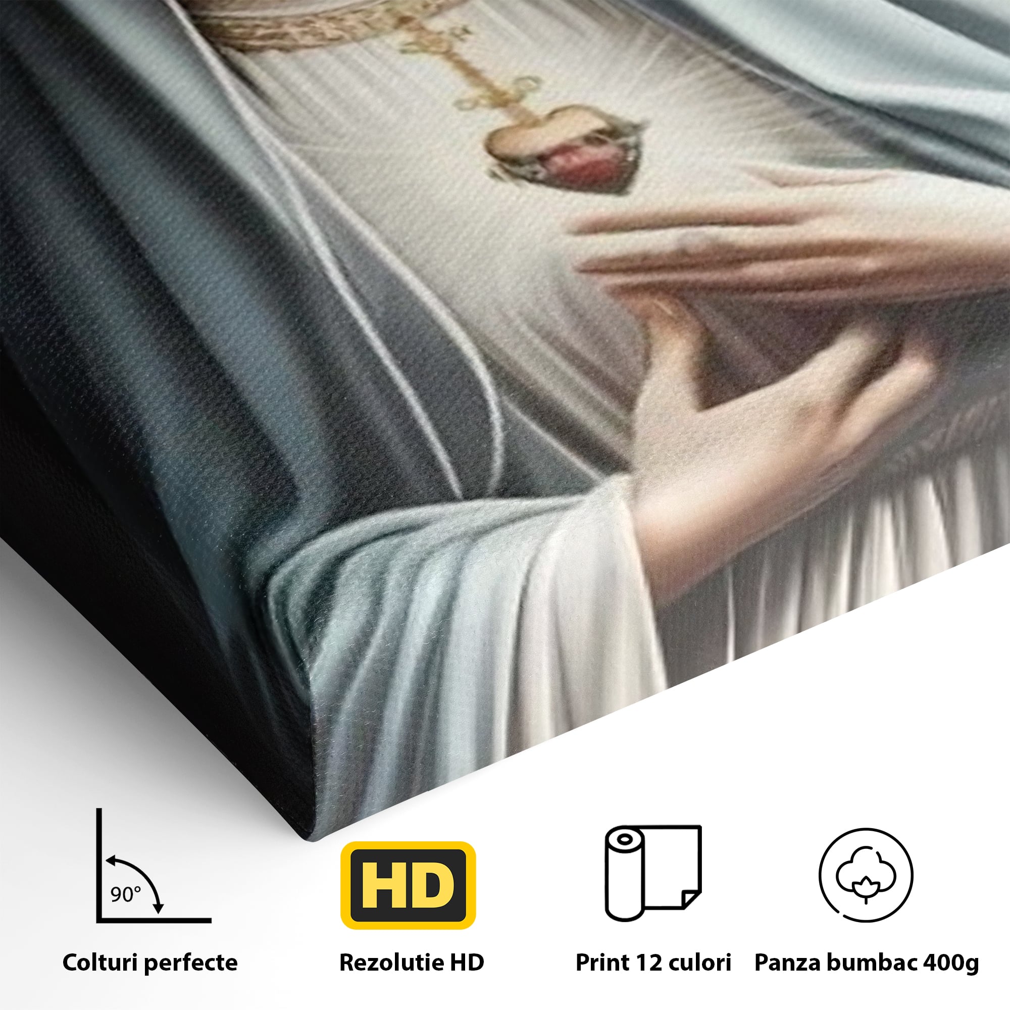 Tablou Canvas Premium LuxCanva® H1039, In Bratele Credintei, Fecioara Maria, Rugaciune, Lumina, Credinta, Pace, Har, Blandete, Divin, Arta Religioasa, Living, Dormitor