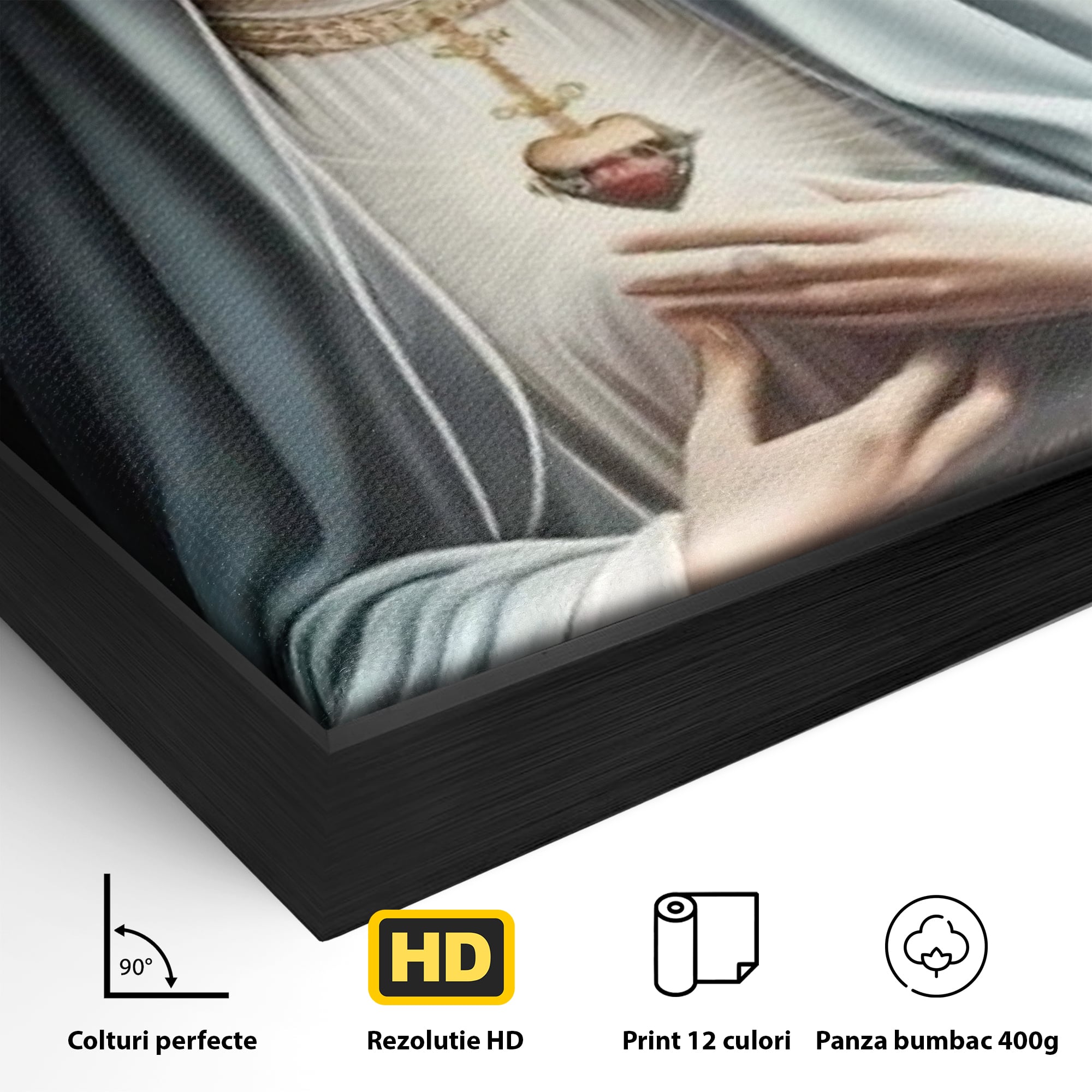 Tablou Canvas Premium LuxCanva® H1039, In Bratele Credintei, Fecioara Maria, Rugaciune, Lumina, Credinta, Pace, Har, Blandete, Divin, Arta Religioasa, Living, Dormitor