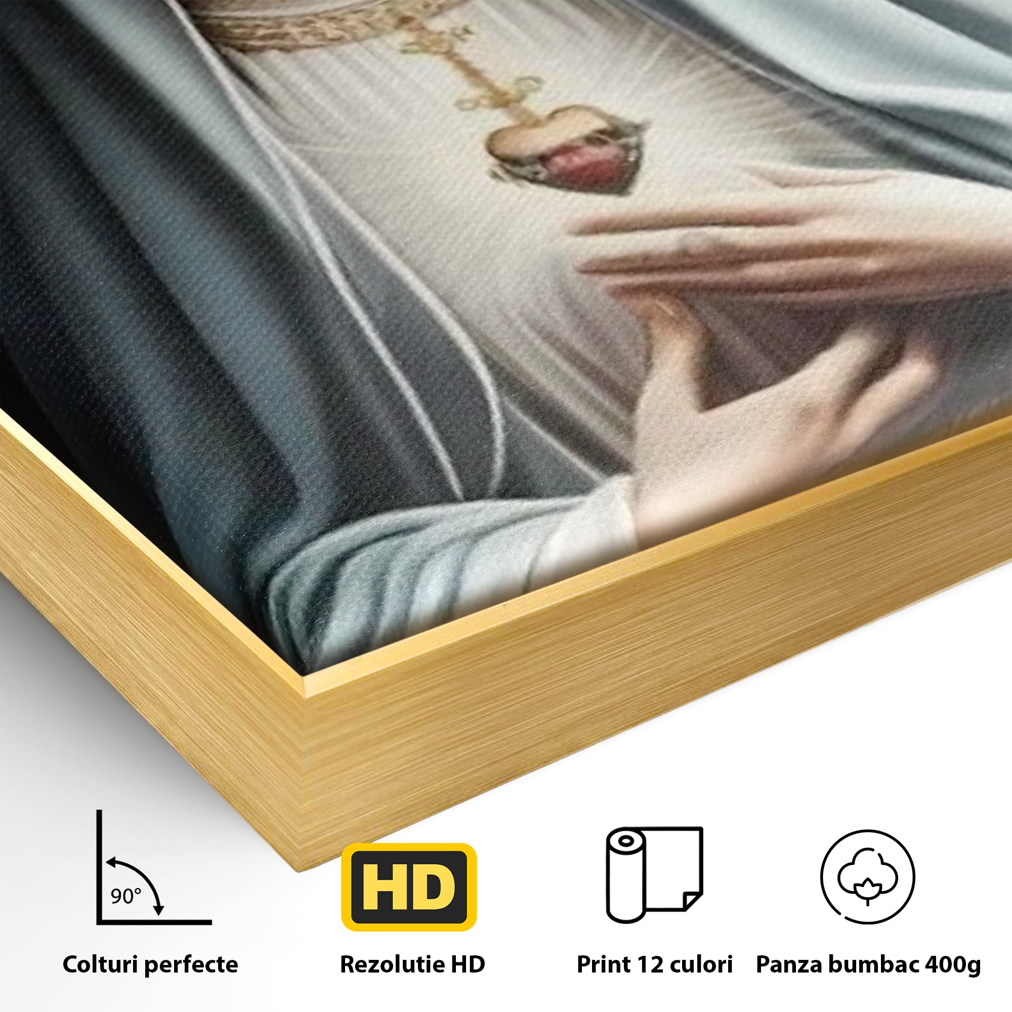Tablou Canvas Premium LuxCanva® H1039, In Bratele Credintei, Fecioara Maria, Rugaciune, Lumina, Credinta, Pace, Har, Blandete, Divin, Arta Religioasa, Living, Dormitor