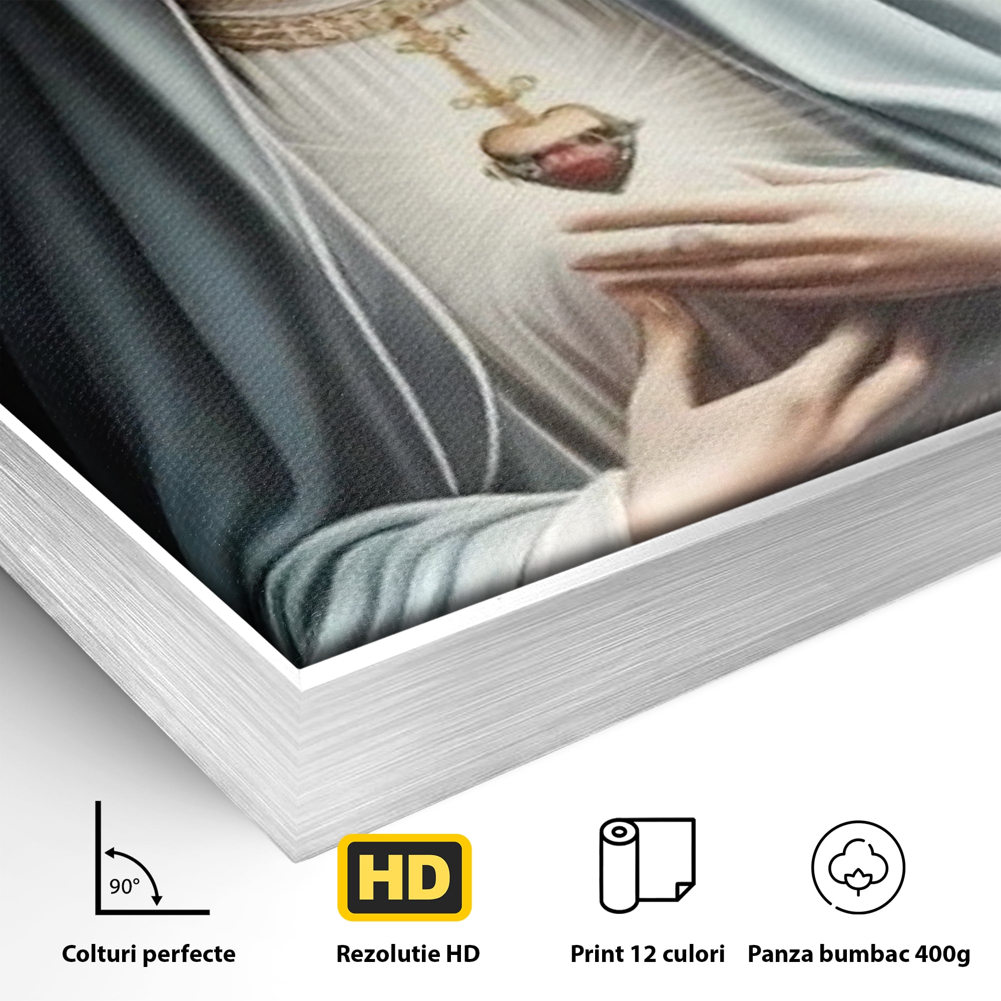 Tablou Canvas Premium LuxCanva® H1039, In Bratele Credintei, Fecioara Maria, Rugaciune, Lumina, Credinta, Pace, Har, Blandete, Divin, Arta Religioasa, Living, Dormitor