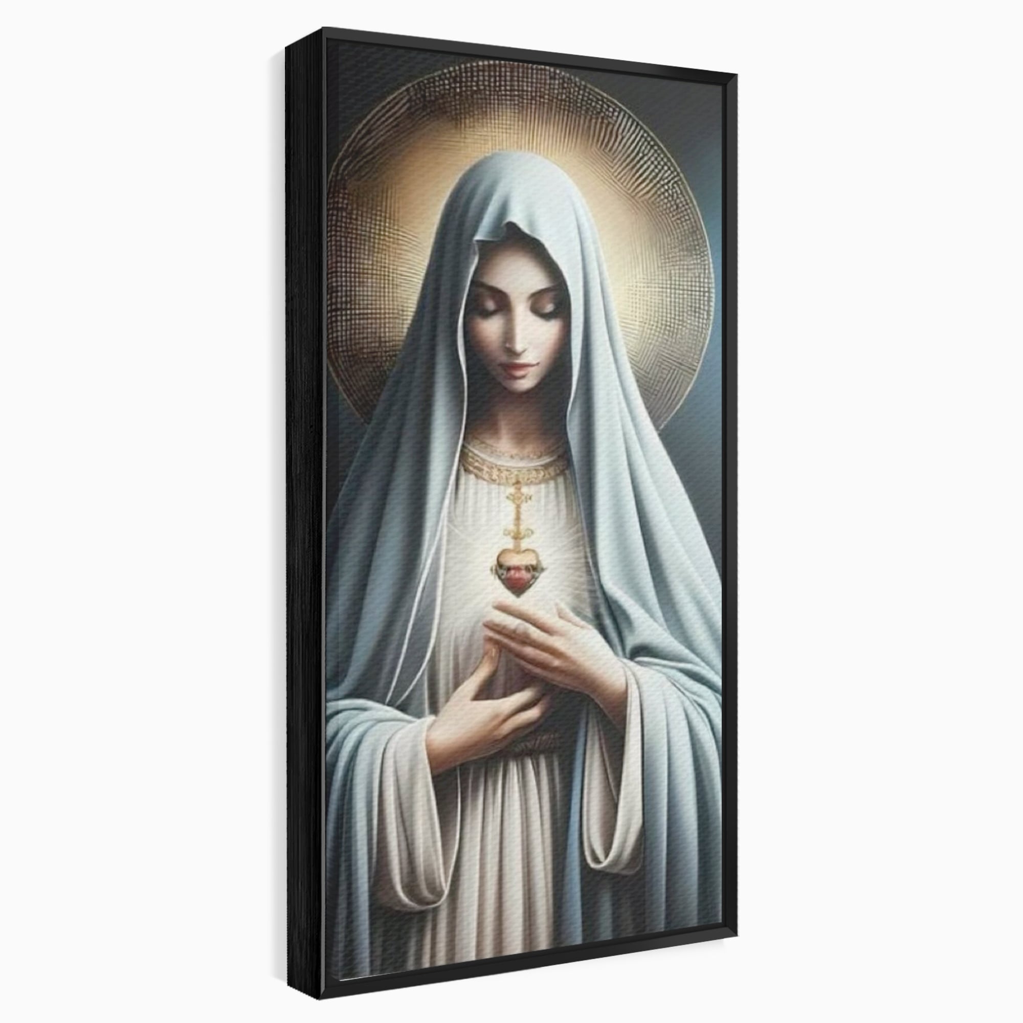 Tablou Canvas Premium LuxCanva® H1039, In Bratele Credintei, Fecioara Maria, Rugaciune, Lumina, Credinta, Pace, Har, Blandete, Divin, Arta Religioasa, Living, Dormitor