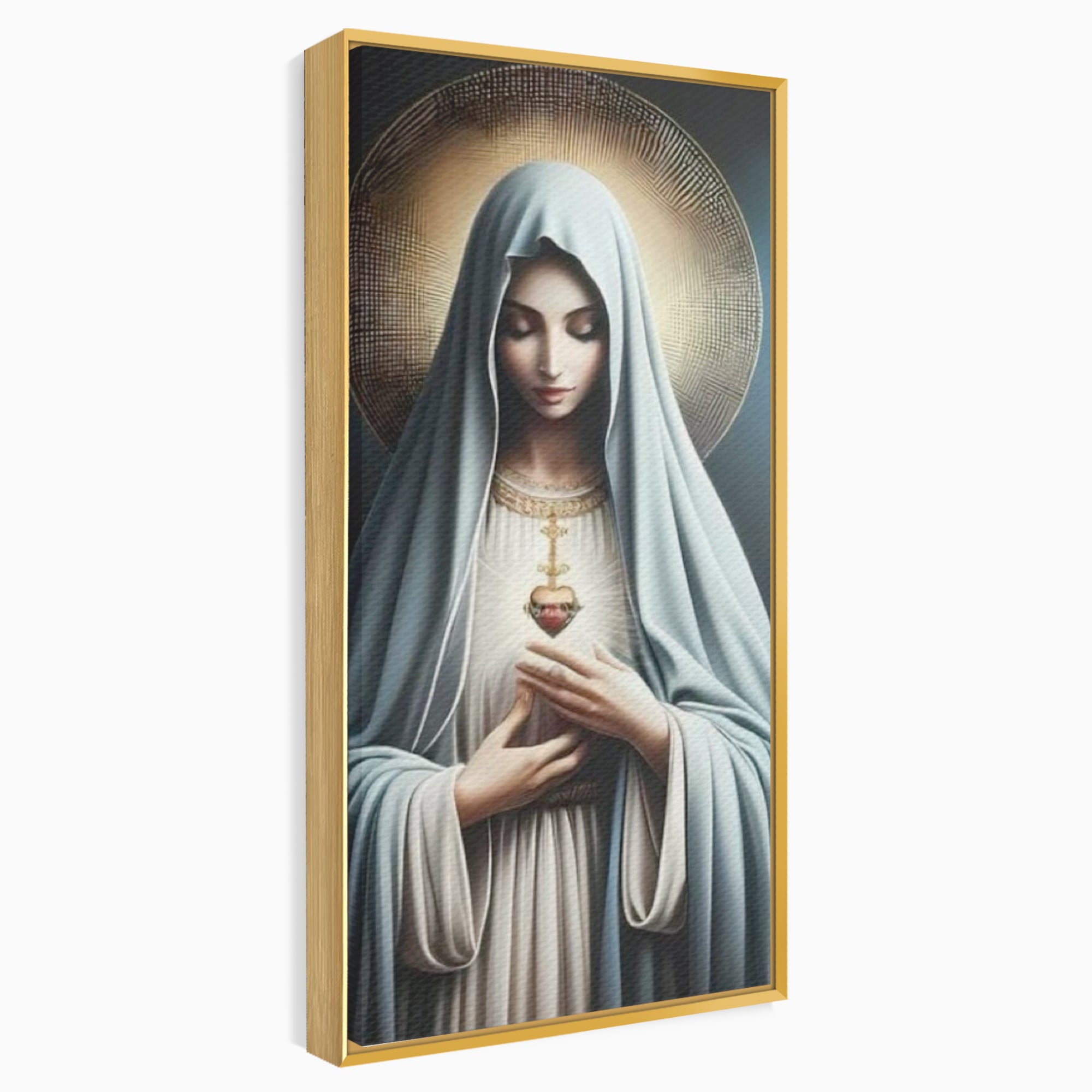 Tablou Canvas Premium LuxCanva® H1039, In Bratele Credintei, Fecioara Maria, Rugaciune, Lumina, Credinta, Pace, Har, Blandete, Divin, Arta Religioasa, Living, Dormitor