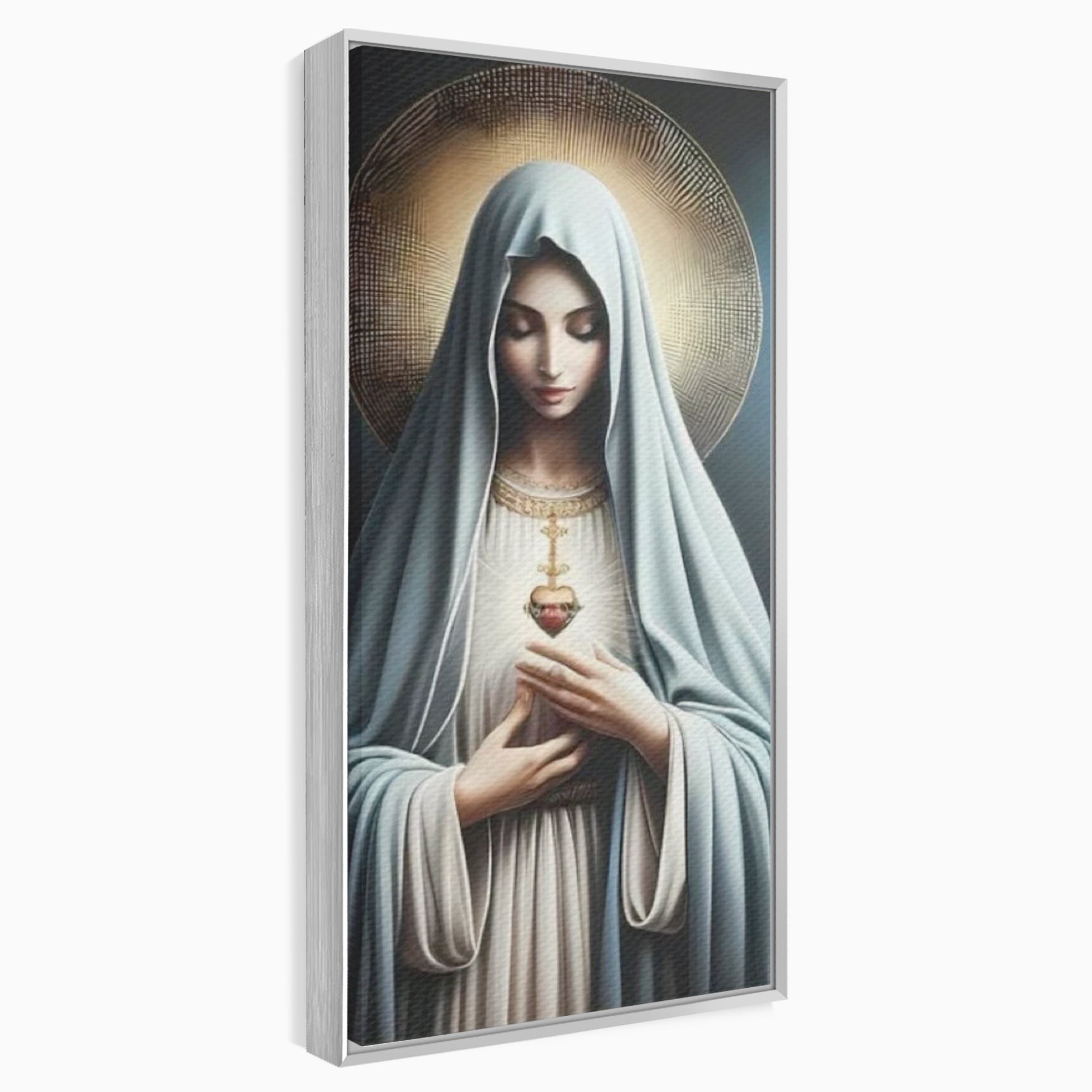 Tablou Canvas Premium LuxCanva® H1039, In Bratele Credintei, Fecioara Maria, Rugaciune, Lumina, Credinta, Pace, Har, Blandete, Divin, Arta Religioasa, Living, Dormitor