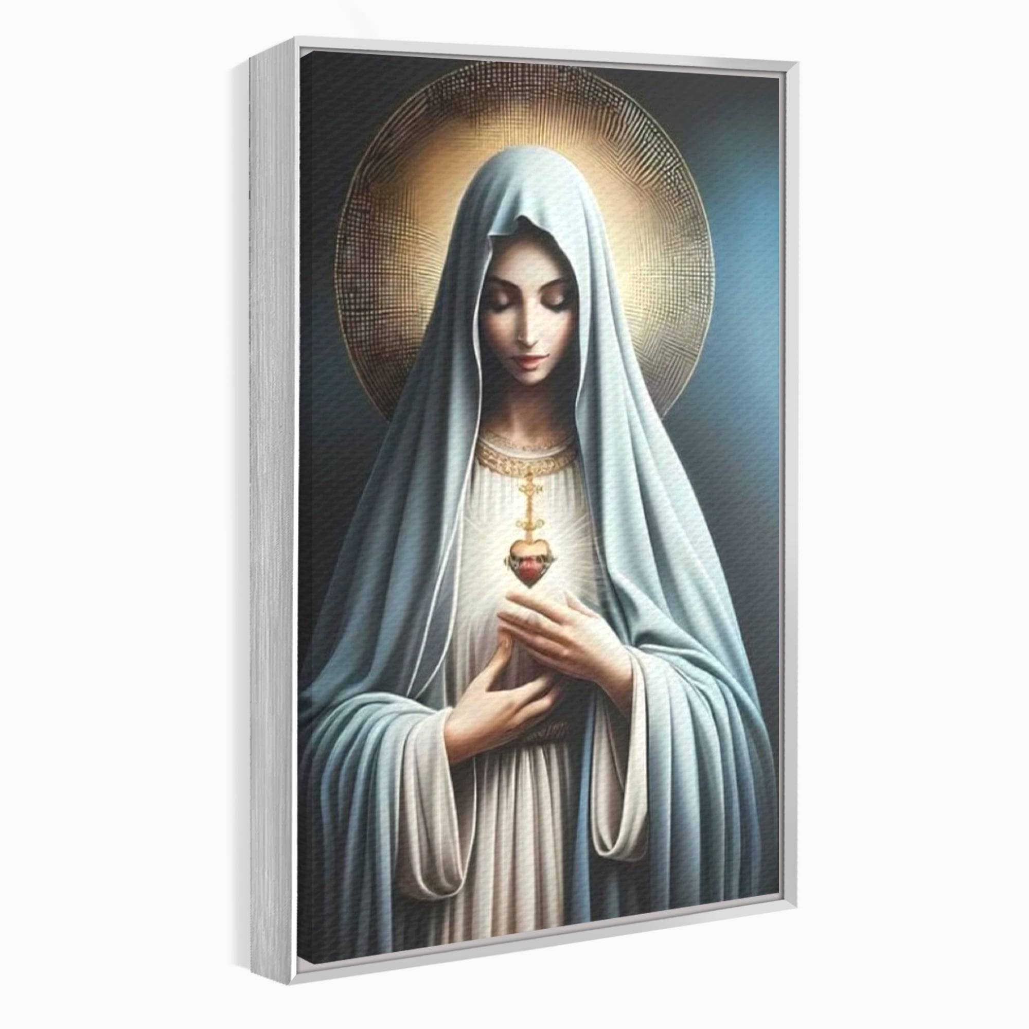Tablou Canvas Premium LuxCanva® H1039, In Bratele Credintei, Fecioara Maria, Rugaciune, Lumina, Credinta, Pace, Har, Blandete, Divin, Arta Religioasa, Living, Dormitor
