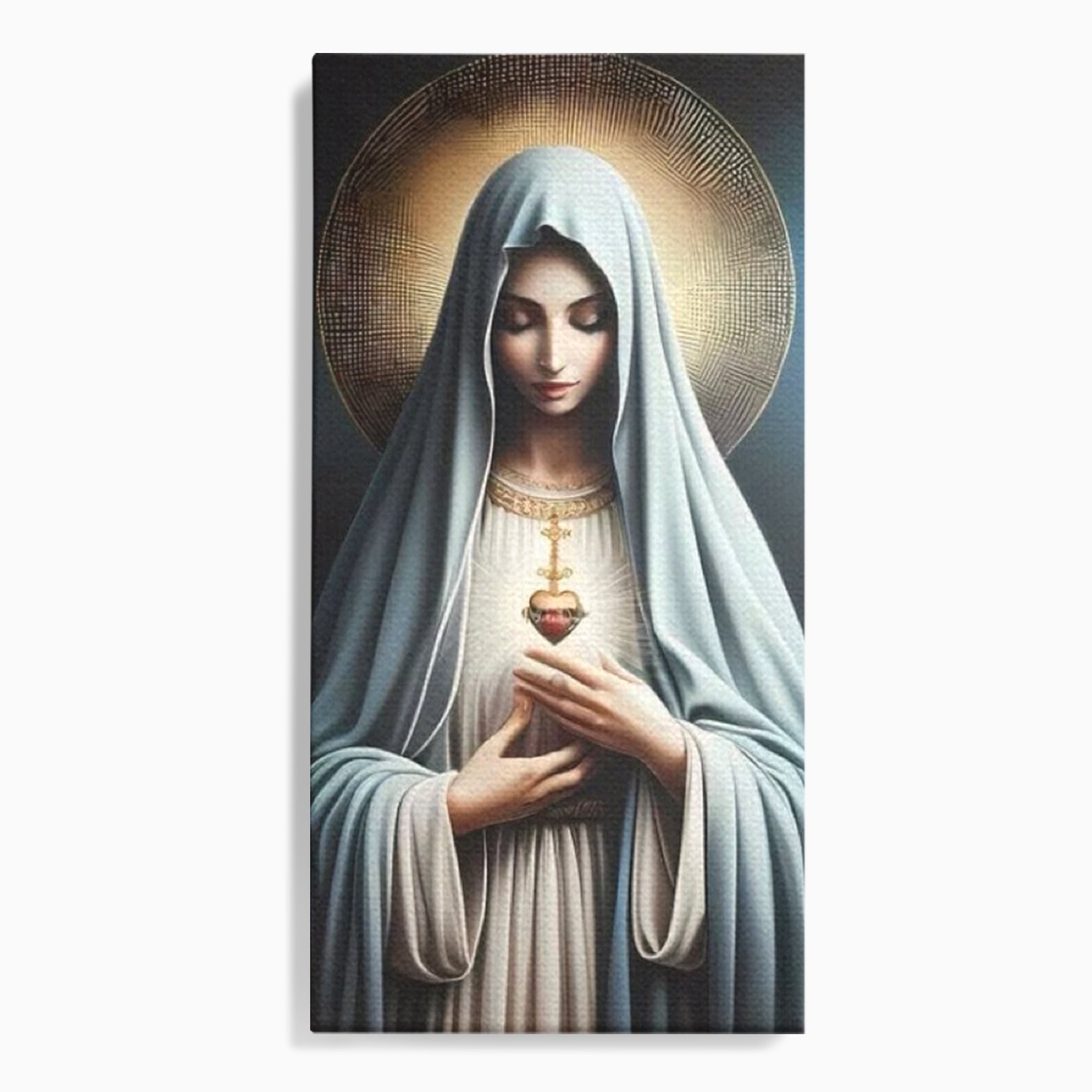 Tablou Canvas Premium LuxCanva® H1039, In Bratele Credintei, Fecioara Maria, Rugaciune, Lumina, Credinta, Pace, Har, Blandete, Divin, Arta Religioasa, Living, Dormitor