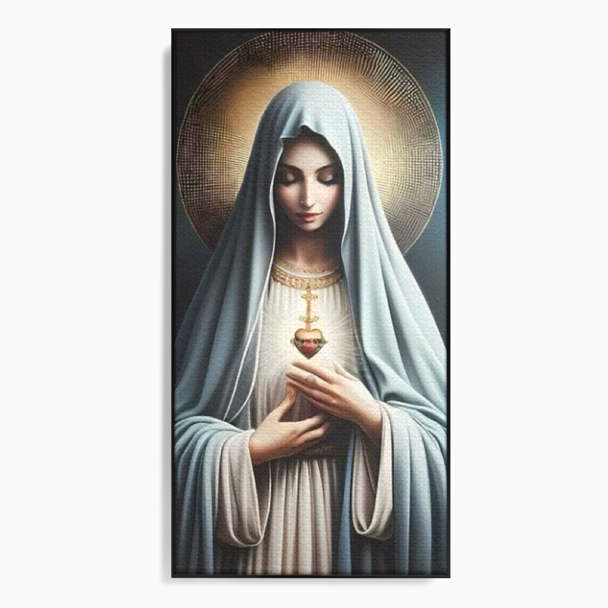Tablou Canvas Premium LuxCanva® H1039, In Bratele Credintei, Fecioara Maria, Rugaciune, Lumina, Credinta, Pace, Har, Blandete, Divin, Arta Religioasa, Living, Dormitor