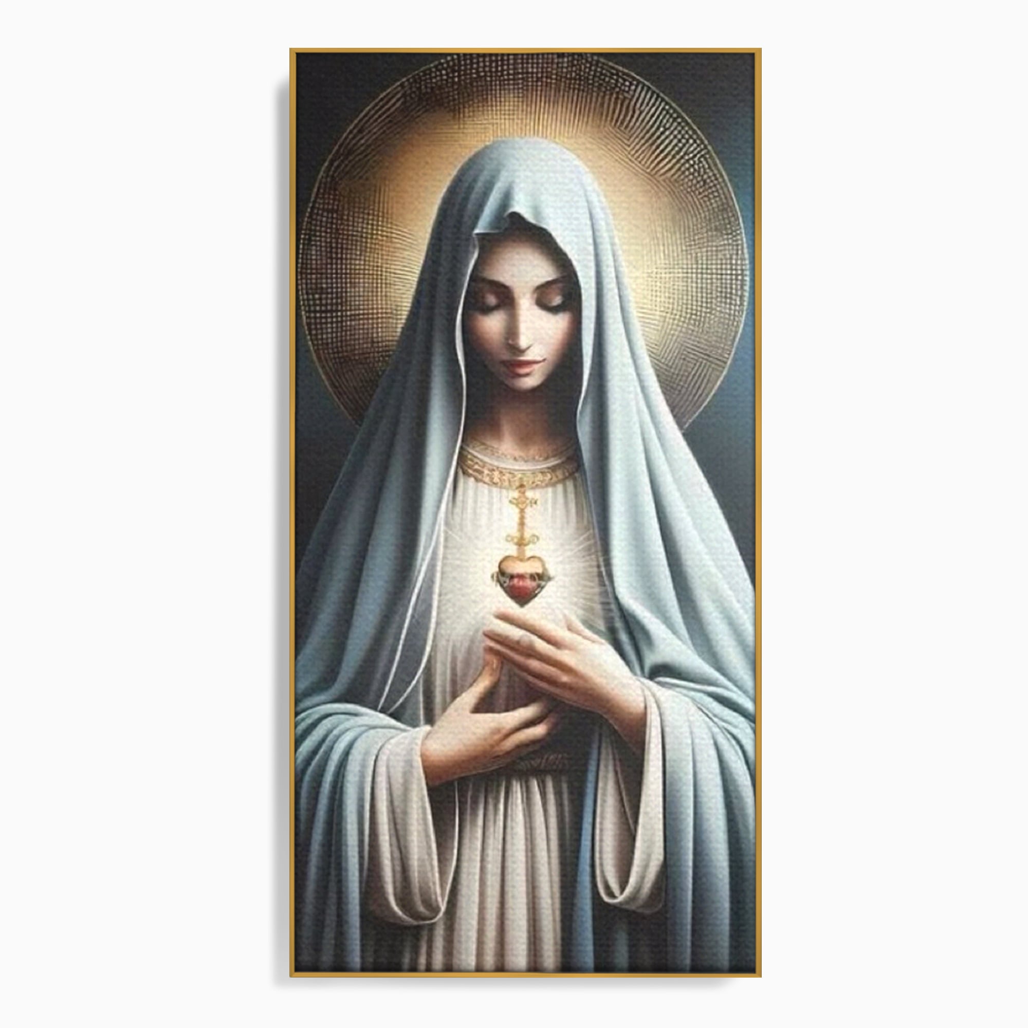 Tablou Canvas Premium LuxCanva® H1039, In Bratele Credintei, Fecioara Maria, Rugaciune, Lumina, Credinta, Pace, Har, Blandete, Divin, Arta Religioasa, Living, Dormitor