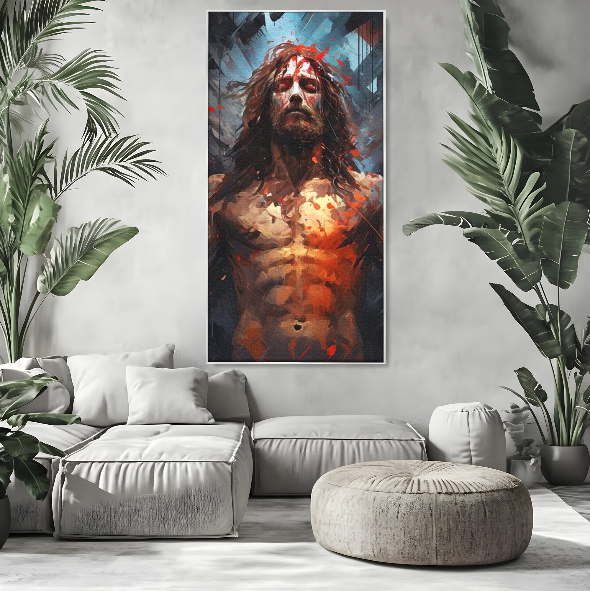Tablou Canvas Premium LuxCanva® H1040, Patimile lui Hristos, Iisus, Martiriu, Forta Interioara, Sacrificiu, Divinitate, Gratie, Mantuire, Arta Sacra, Living, Dormitor