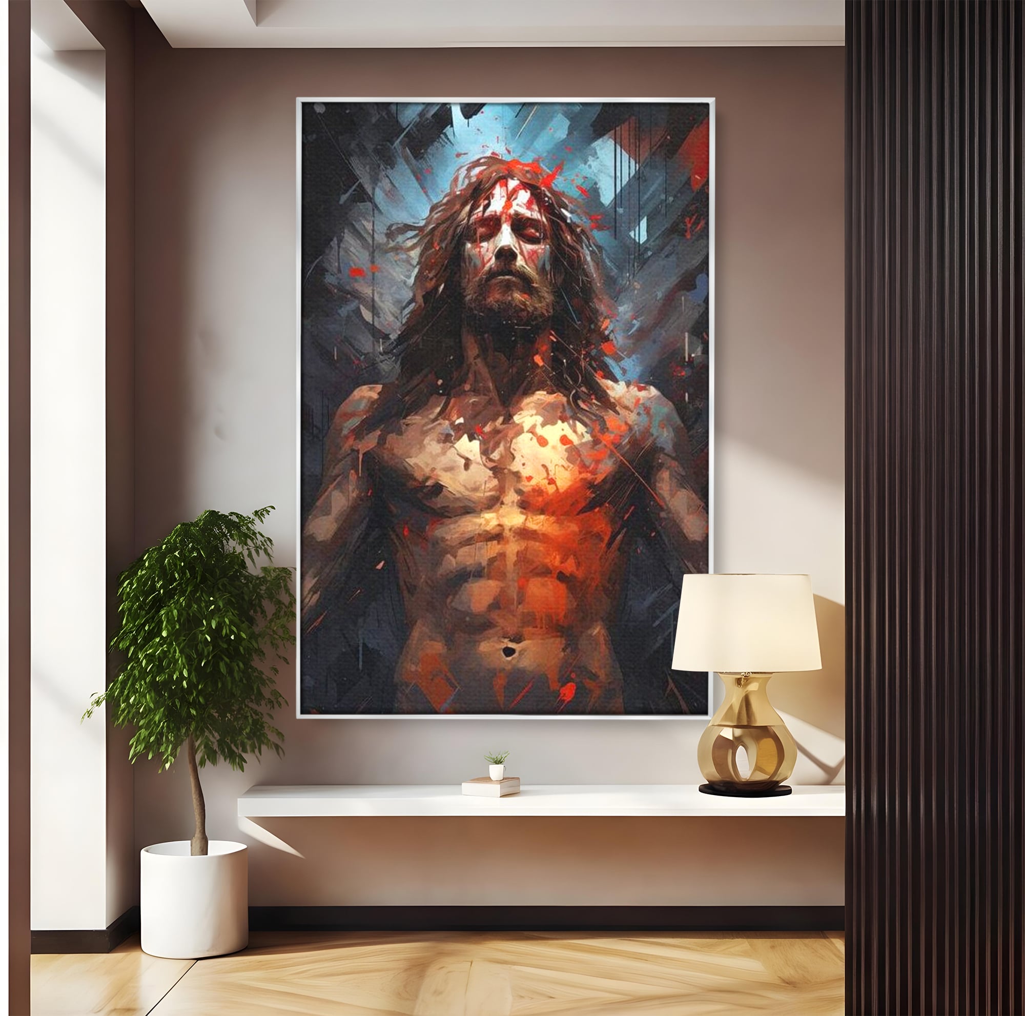 Tablou Canvas Premium LuxCanva® H1040, Patimile lui Hristos, Iisus, Martiriu, Forta Interioara, Sacrificiu, Divinitate, Gratie, Mantuire, Arta Sacra, Living, Dormitor