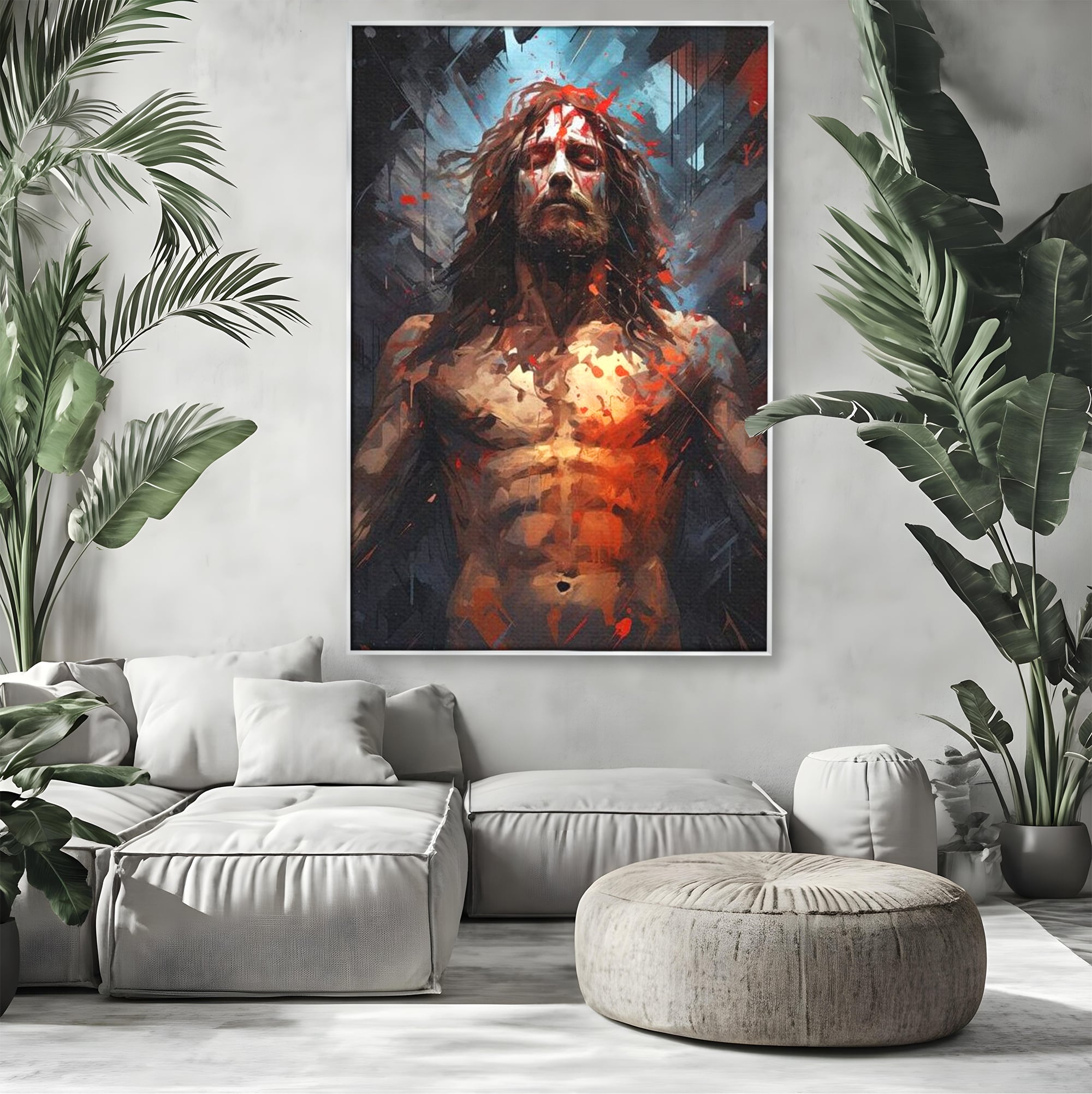 Tablou Canvas Premium LuxCanva® H1040, Patimile lui Hristos, Iisus, Martiriu, Forta Interioara, Sacrificiu, Divinitate, Gratie, Mantuire, Arta Sacra, Living, Dormitor