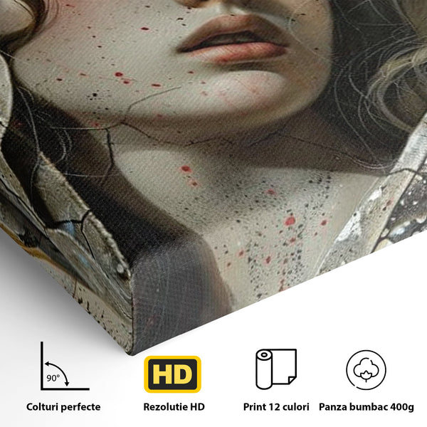 Tablou Canvas Premium LuxCanva® H1042, Aura Sacra, Icoana Reinterpretata, Speranta, Blandete, Fragilitate, Pace, Arta Religioasa Moderna, Living, Dormitor
