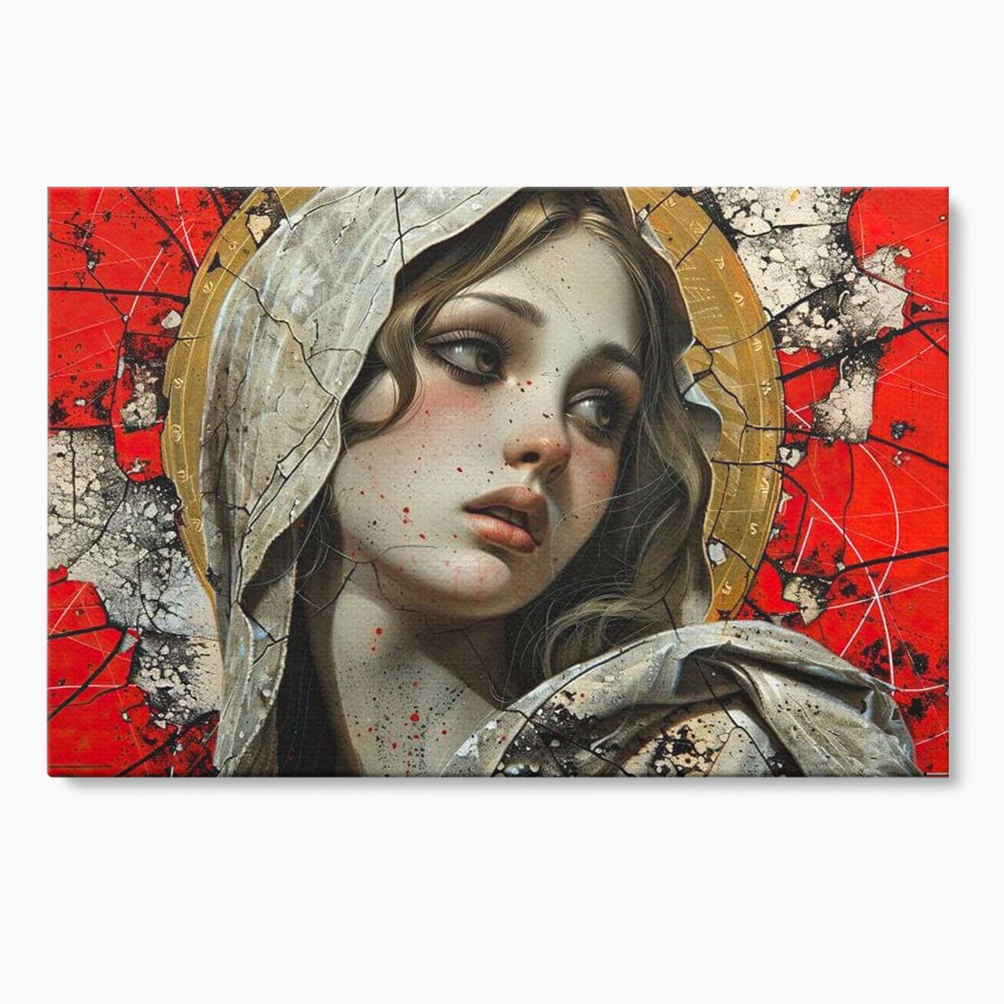 Tablou Canvas Premium LuxCanva® H1042, Aura Sacra, Icoana Reinterpretata, Speranta, Blandete, Fragilitate, Pace, Arta Religioasa Moderna, Living, Dormitor