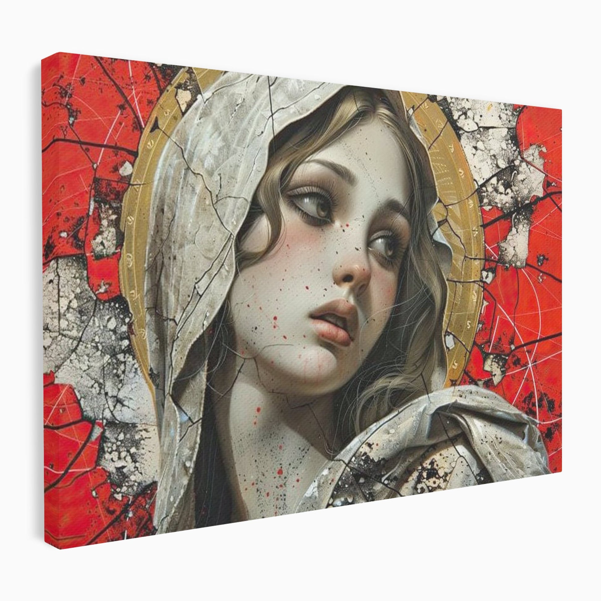 Tablou Canvas Premium LuxCanva® H1042, Aura Sacra, Icoana Reinterpretata, Speranta, Blandete, Fragilitate, Pace, Arta Religioasa Moderna, Living, Dormitor