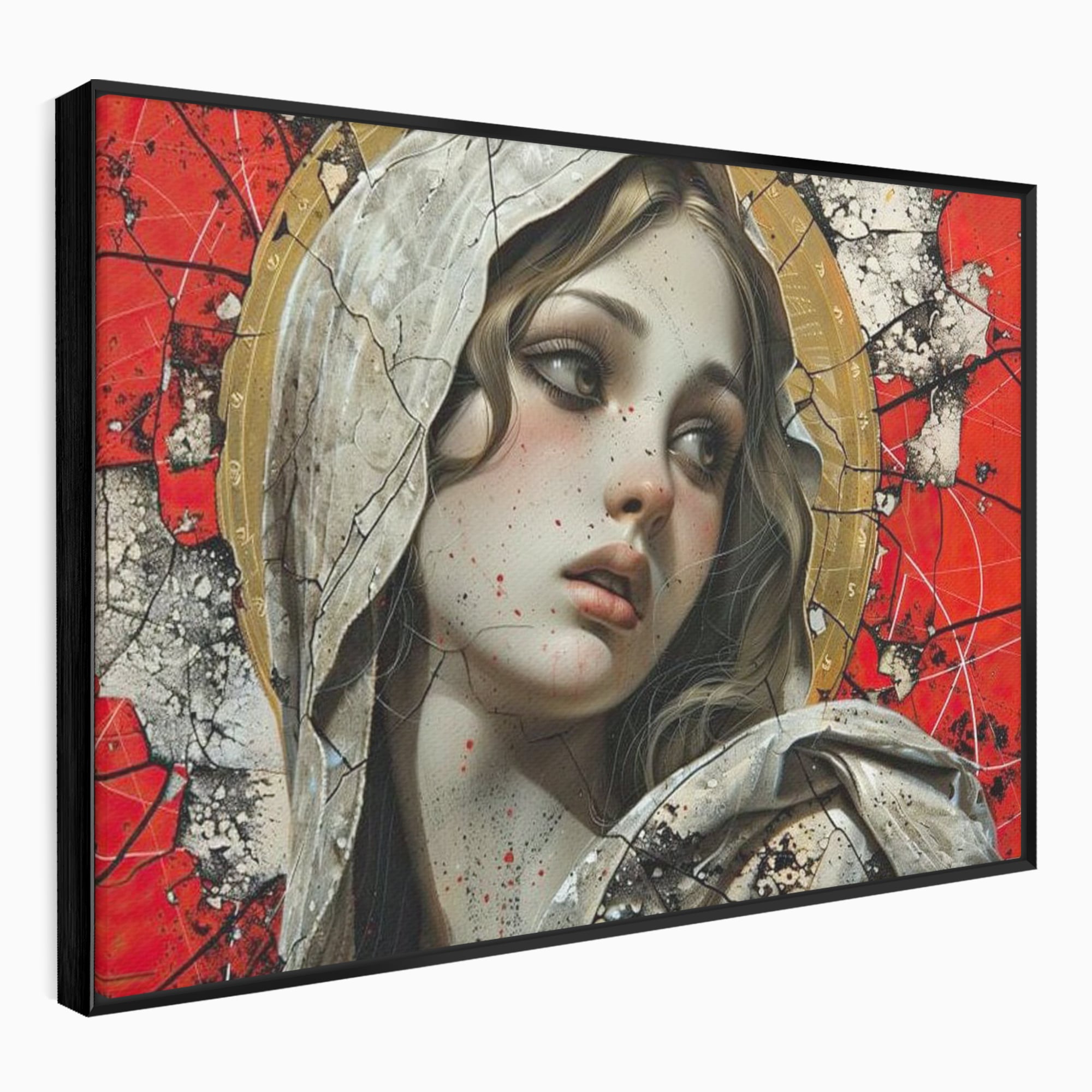 Tablou Canvas Premium LuxCanva® H1042, Aura Sacra, Icoana Reinterpretata, Speranta, Blandete, Fragilitate, Pace, Arta Religioasa Moderna, Living, Dormitor