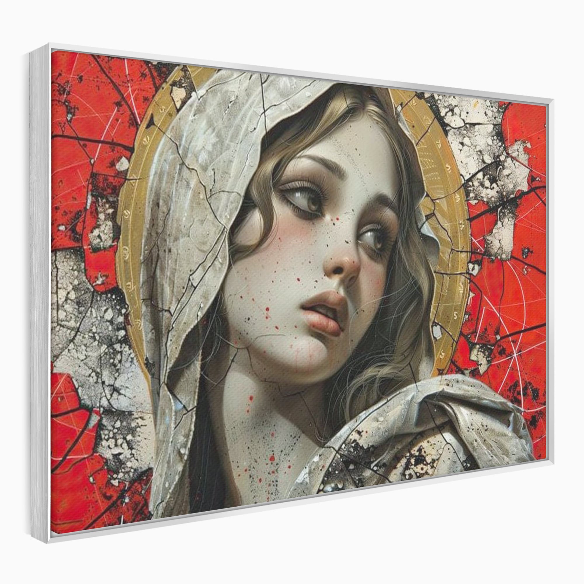 Tablou Canvas Premium LuxCanva® H1042, Aura Sacra, Icoana Reinterpretata, Speranta, Blandete, Fragilitate, Pace, Arta Religioasa Moderna, Living, Dormitor