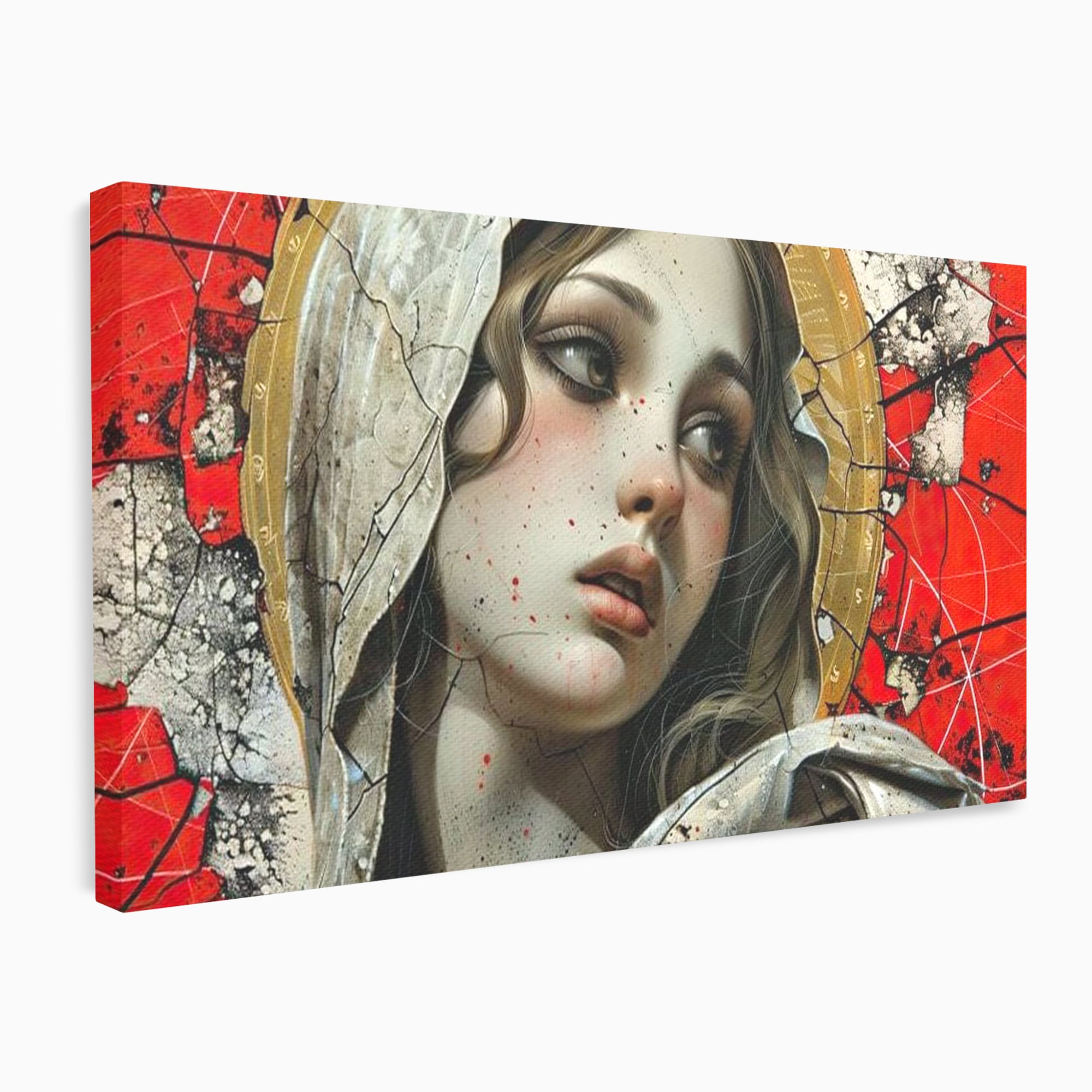 Tablou Canvas Premium LuxCanva® H1042, Aura Sacra, Icoana Reinterpretata, Speranta, Blandete, Fragilitate, Pace, Arta Religioasa Moderna, Living, Dormitor