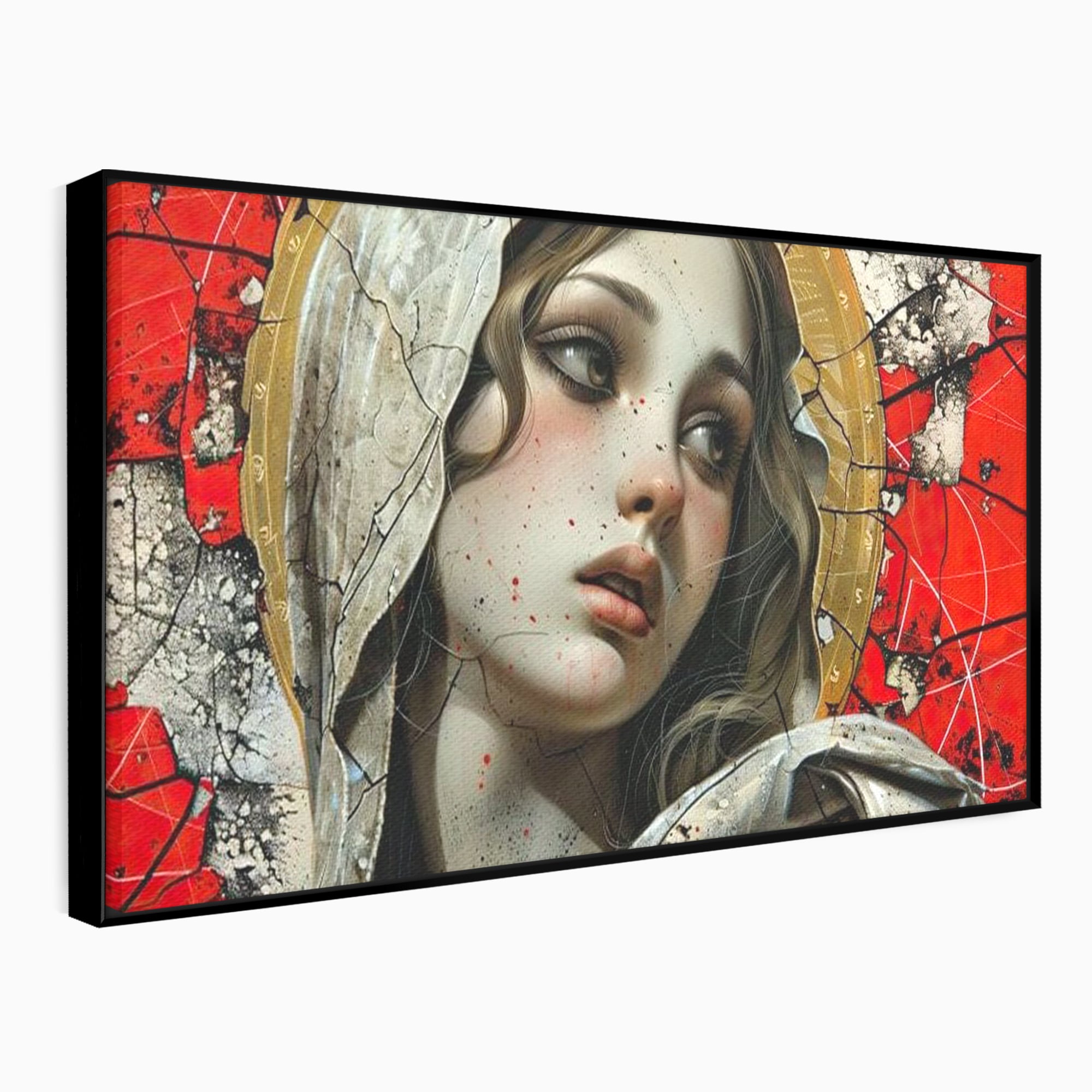 Tablou Canvas Premium LuxCanva® H1042, Aura Sacra, Icoana Reinterpretata, Speranta, Blandete, Fragilitate, Pace, Arta Religioasa Moderna, Living, Dormitor