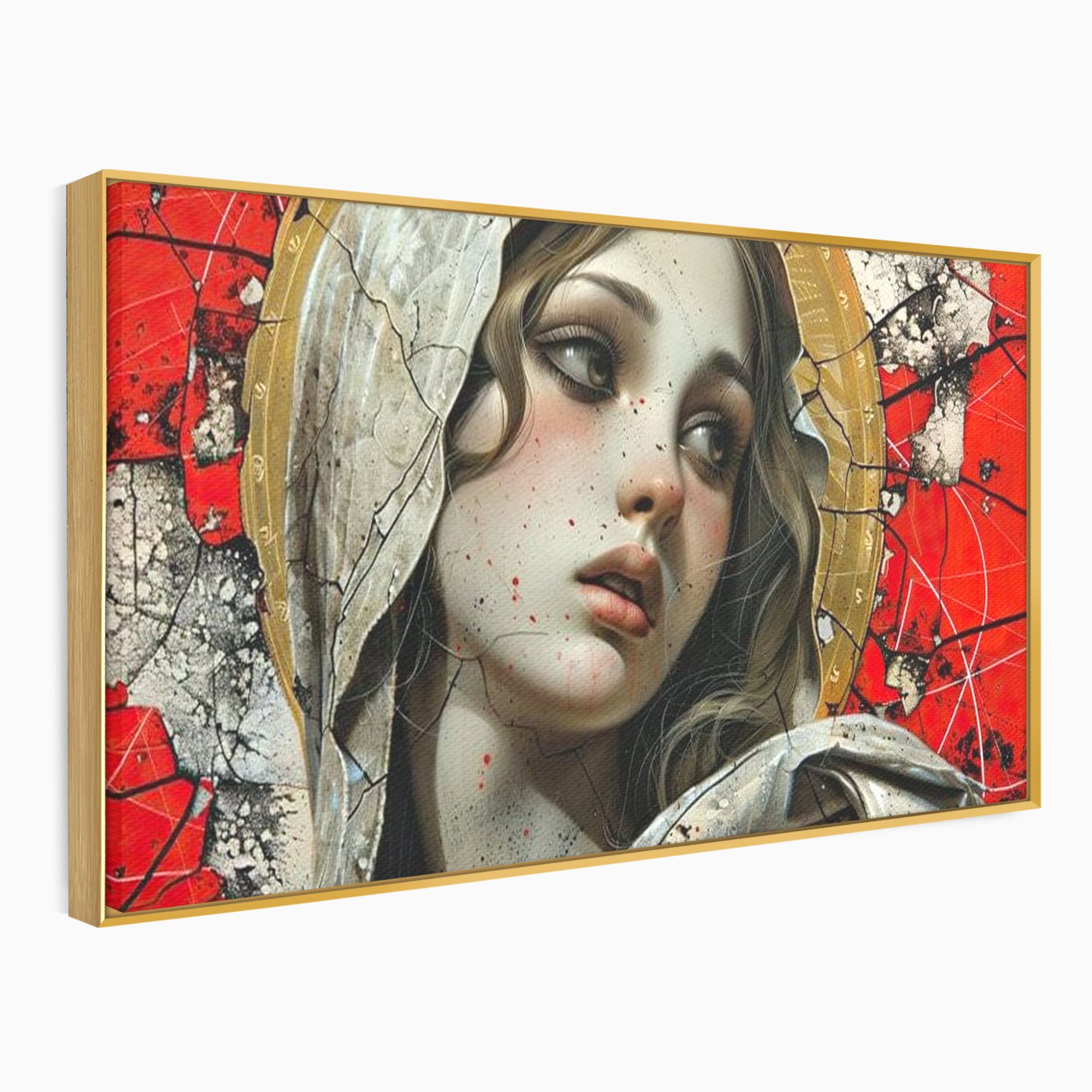 Tablou Canvas Premium LuxCanva® H1042, Aura Sacra, Icoana Reinterpretata, Speranta, Blandete, Fragilitate, Pace, Arta Religioasa Moderna, Living, Dormitor