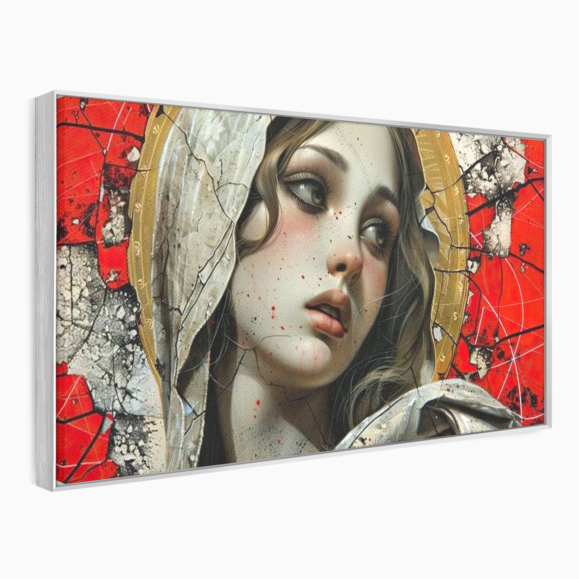Tablou Canvas Premium LuxCanva® H1042, Aura Sacra, Icoana Reinterpretata, Speranta, Blandete, Fragilitate, Pace, Arta Religioasa Moderna, Living, Dormitor