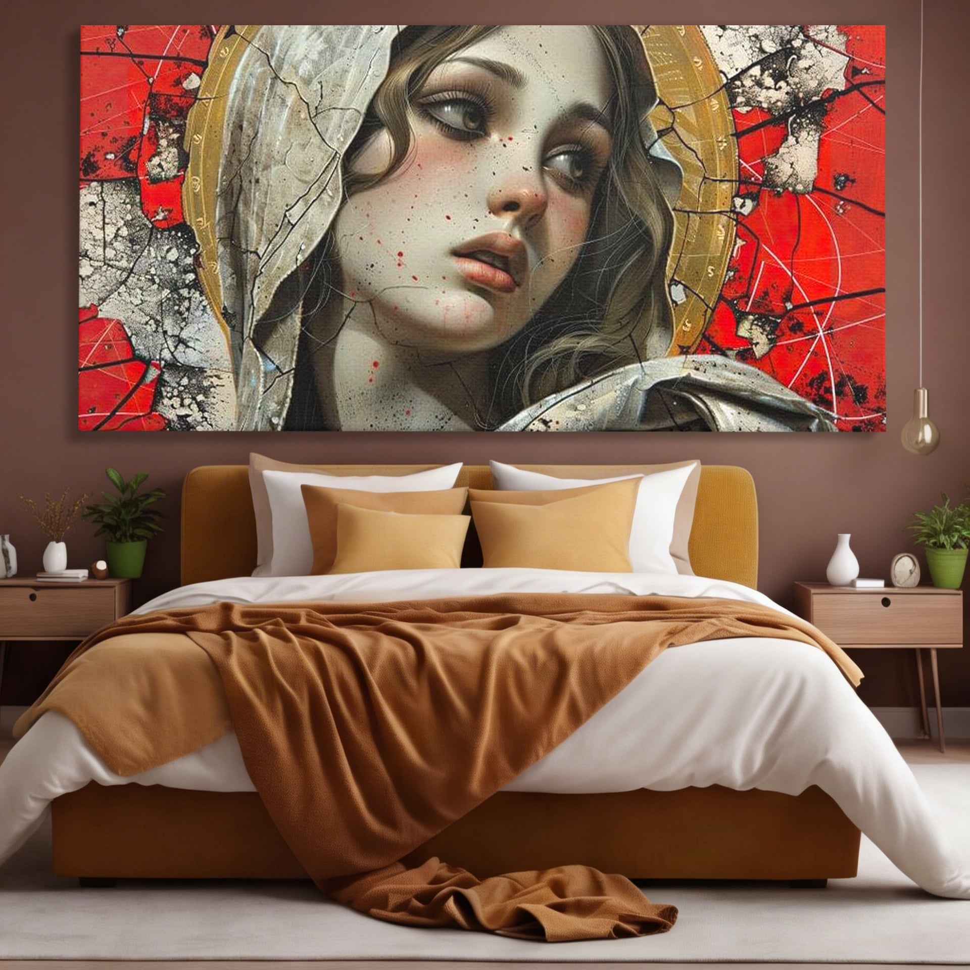 Tablou Canvas Premium LuxCanva® H1042, Aura Sacra, Icoana Reinterpretata, Speranta, Blandete, Fragilitate, Pace, Arta Religioasa Moderna, Living, Dormitor