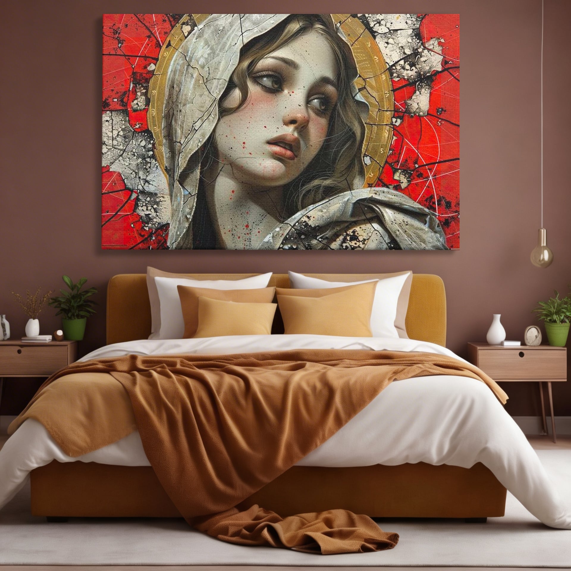 Tablou Canvas Premium LuxCanva® H1042, Aura Sacra, Icoana Reinterpretata, Speranta, Blandete, Fragilitate, Pace, Arta Religioasa Moderna, Living, Dormitor