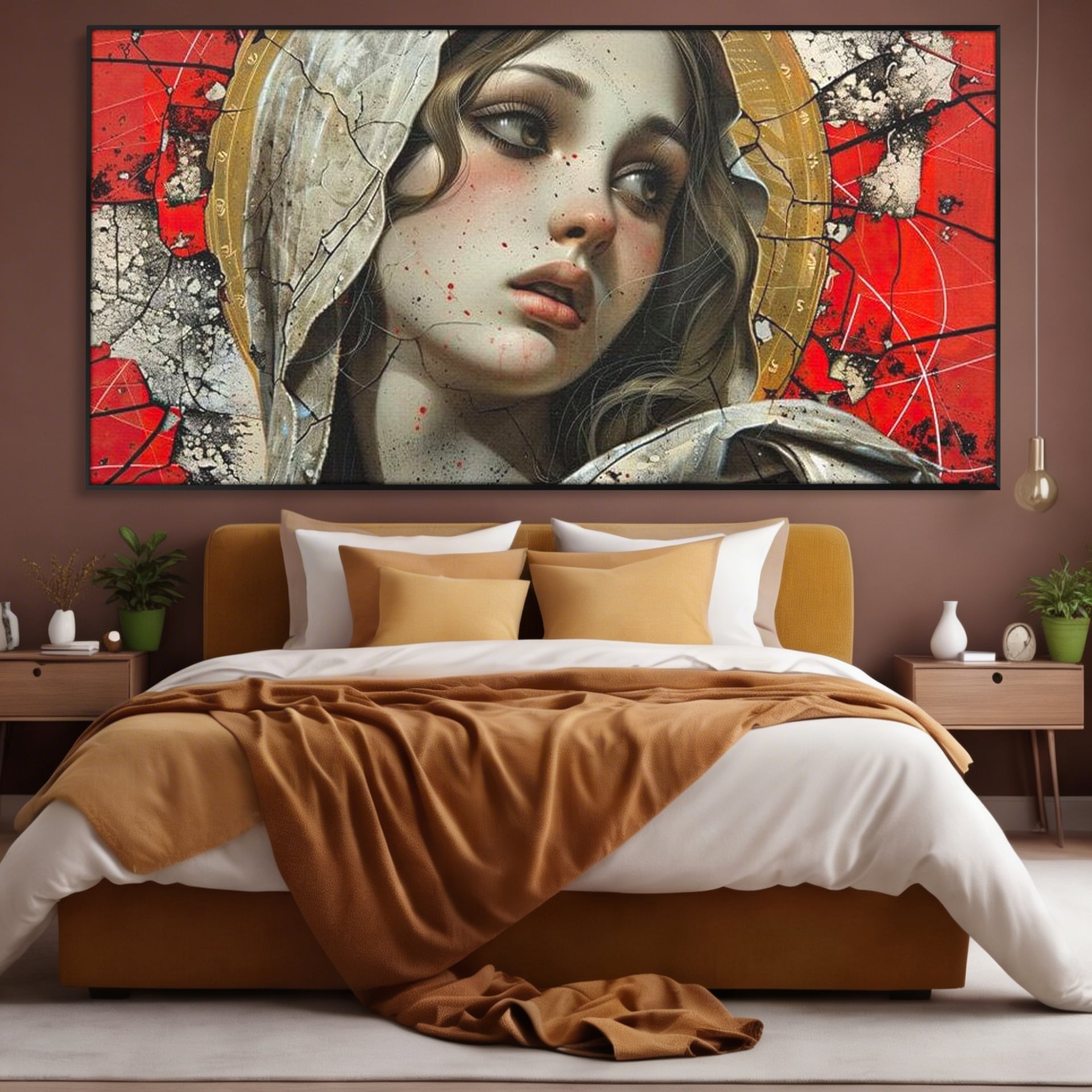 Tablou Canvas Premium LuxCanva® H1042, Aura Sacra, Icoana Reinterpretata, Speranta, Blandete, Fragilitate, Pace, Arta Religioasa Moderna, Living, Dormitor
