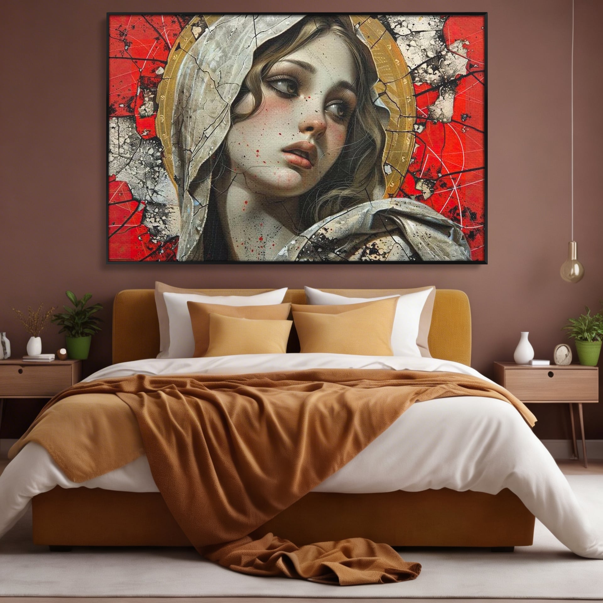 Tablou Canvas Premium LuxCanva® H1042, Aura Sacra, Icoana Reinterpretata, Speranta, Blandete, Fragilitate, Pace, Arta Religioasa Moderna, Living, Dormitor