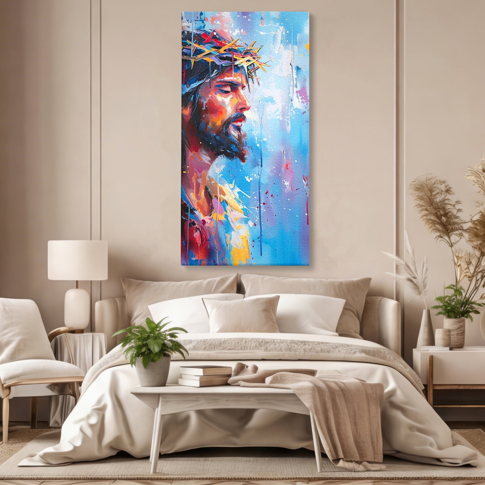 Tablou Canvas Premium LuxCanva® H1044, Reverie Sacra, Iisus, Credinta, Speranta, Mantuire, Har, Emotie, Coroana de Spini, Decor Crestin, Arta Religioasa, Living, Dormitor
