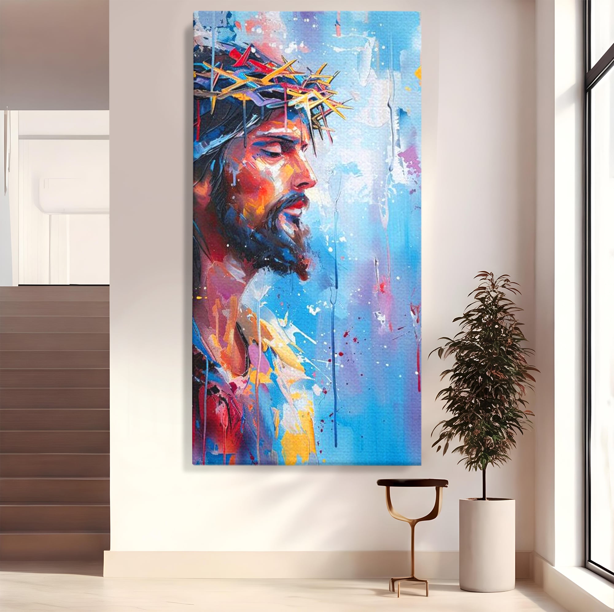Tablou Canvas Premium LuxCanva® H1044, Reverie Sacra, Iisus, Credinta, Speranta, Mantuire, Har, Emotie, Coroana de Spini, Decor Crestin, Arta Religioasa, Living, Dormitor