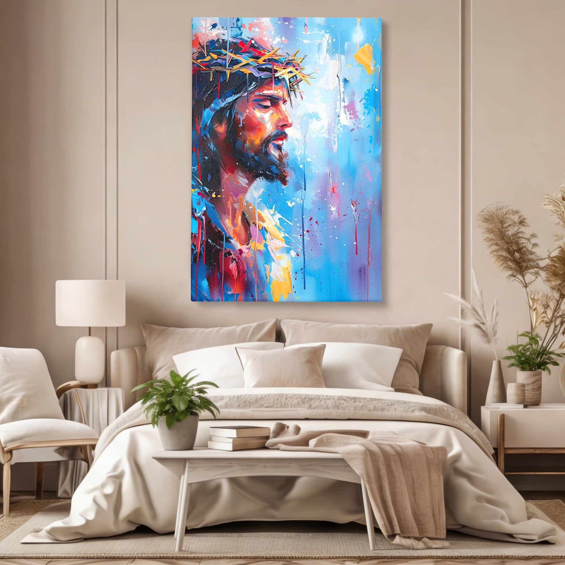 Tablou Canvas Premium LuxCanva® H1044, Reverie Sacra, Iisus, Credinta, Speranta, Mantuire, Har, Emotie, Coroana de Spini, Decor Crestin, Arta Religioasa, Living, Dormitor