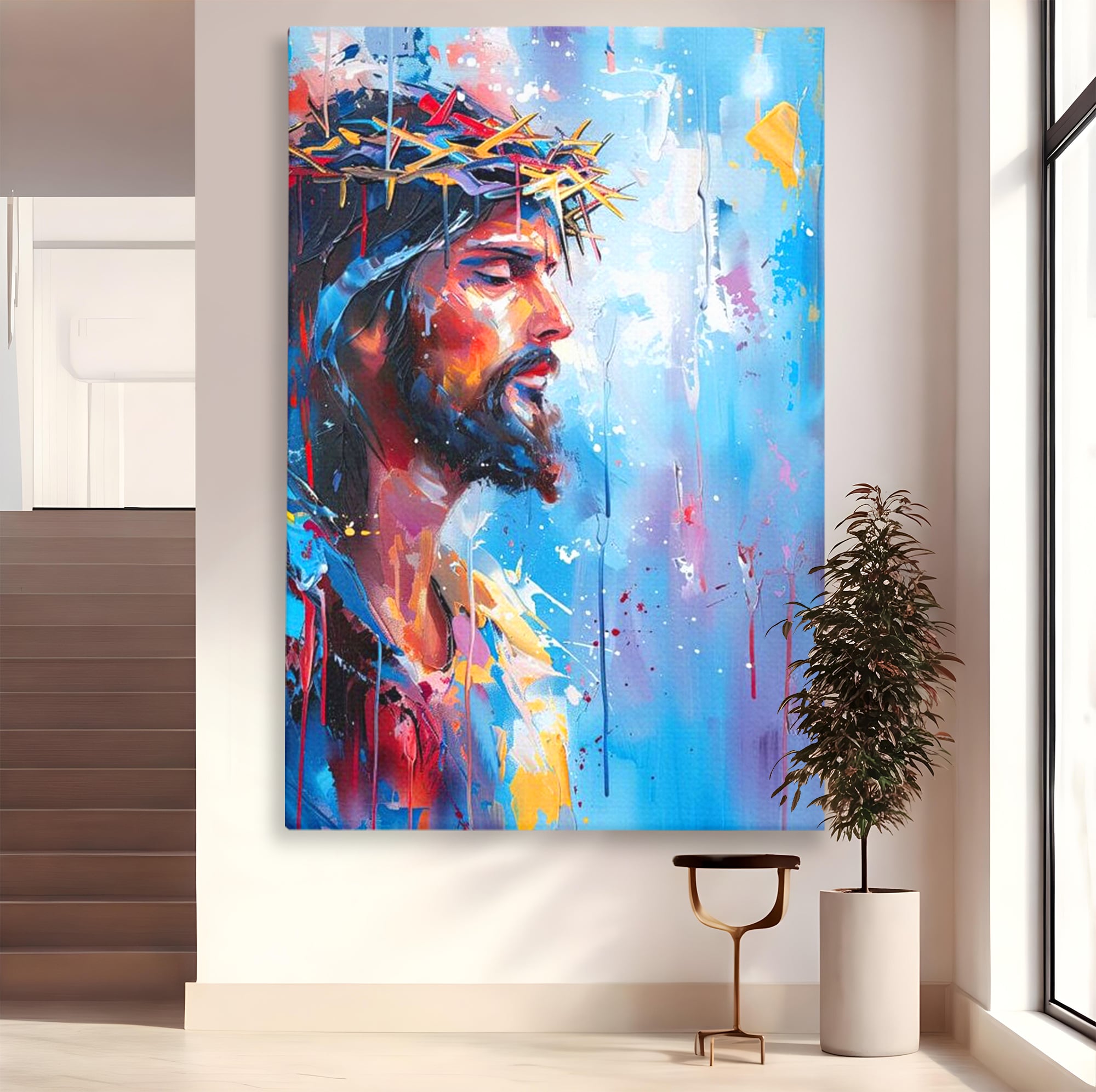 Tablou Canvas Premium LuxCanva® H1044, Reverie Sacra, Iisus, Credinta, Speranta, Mantuire, Har, Emotie, Coroana de Spini, Decor Crestin, Arta Religioasa, Living, Dormitor