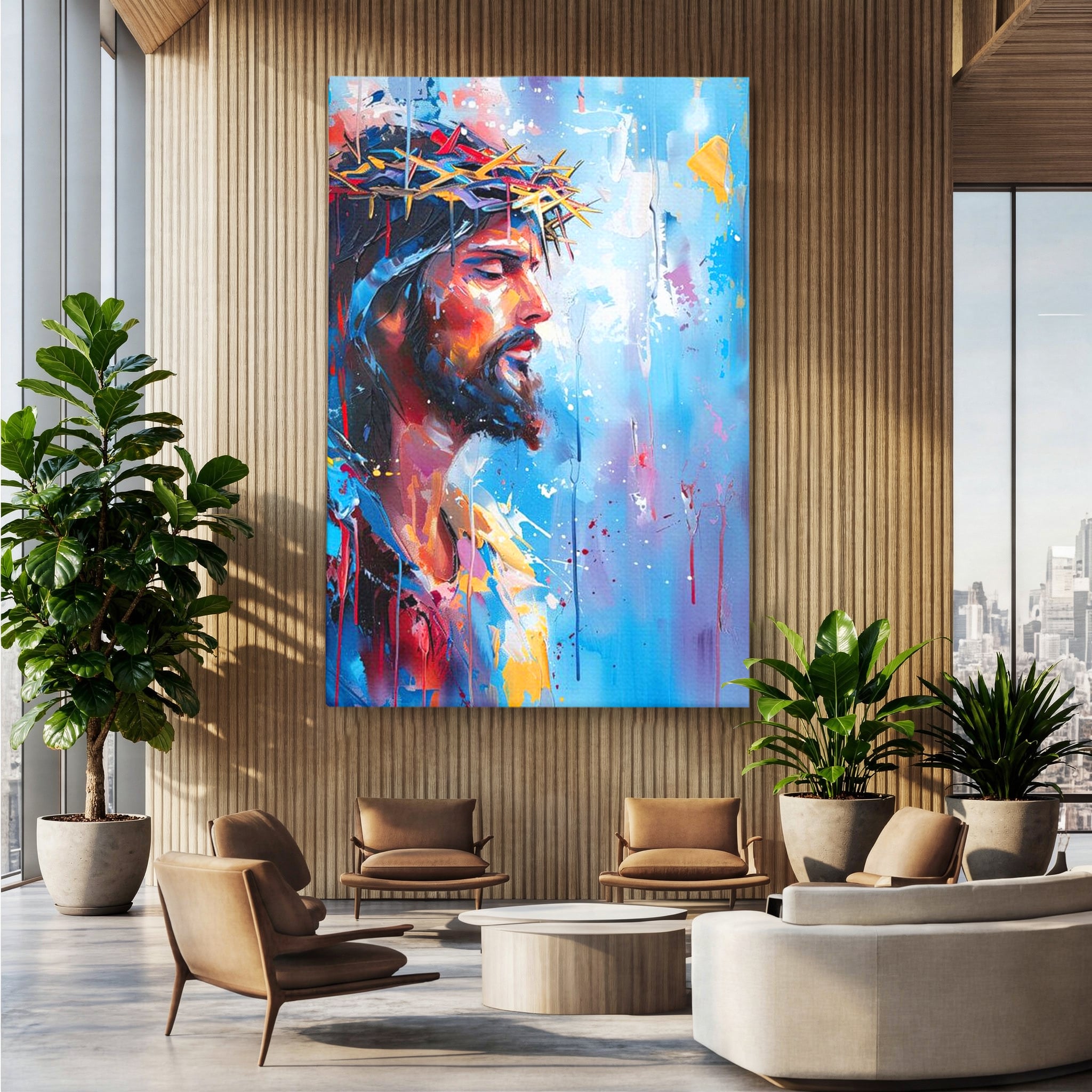 Tablou Canvas Premium LuxCanva® H1044, Reverie Sacra, Iisus, Credinta, Speranta, Mantuire, Har, Emotie, Coroana de Spini, Decor Crestin, Arta Religioasa, Living, Dormitor