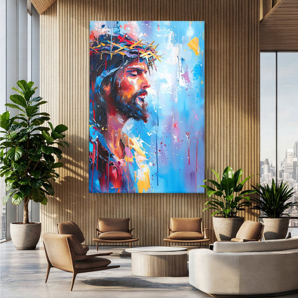 Tablou Canvas Premium LuxCanva® H1044, Reverie Sacra, Iisus, Credinta, Speranta, Mantuire, Har, Emotie, Coroana de Spini, Decor Crestin, Arta Religioasa, Living, Dormitor