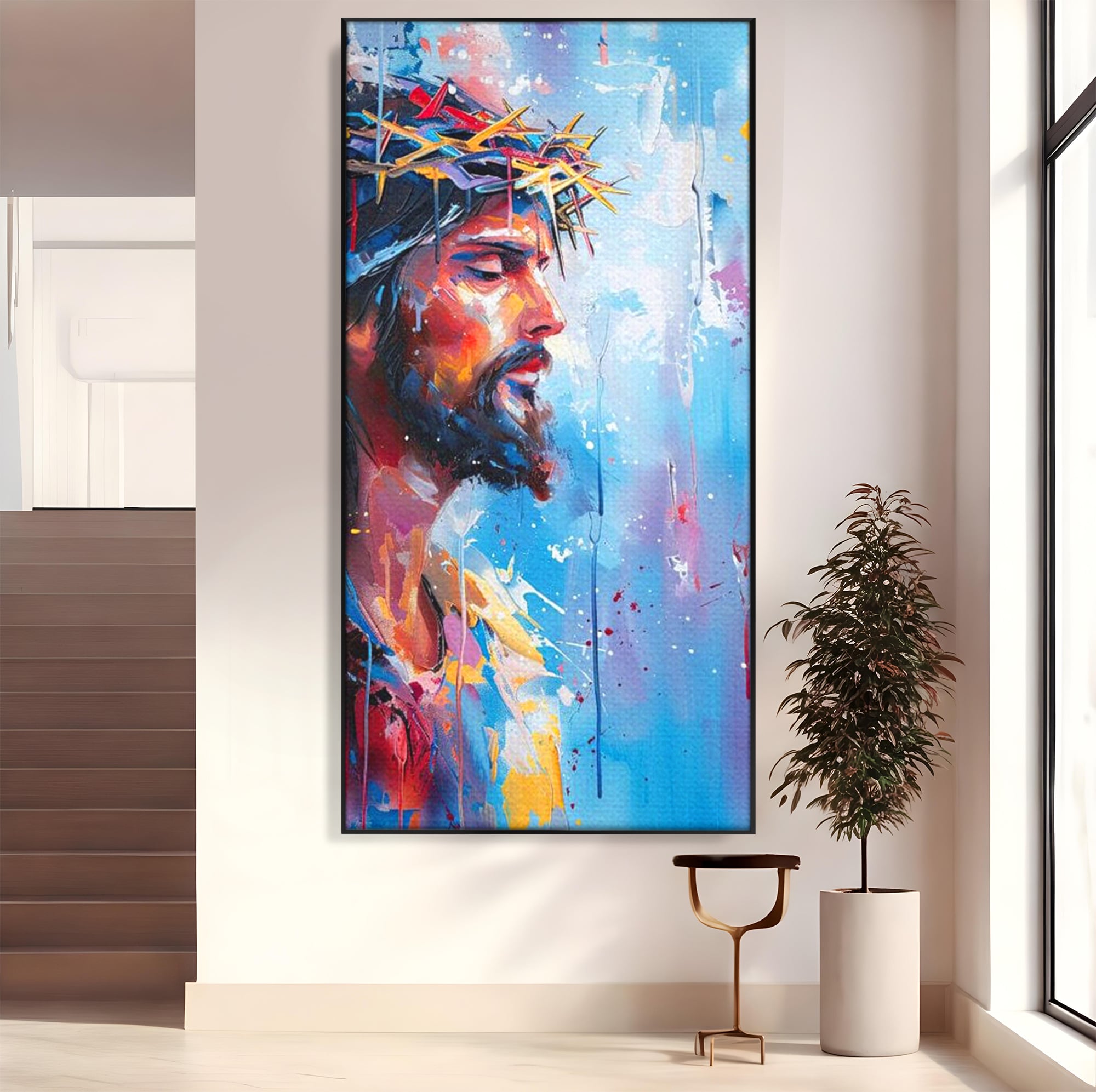 Tablou Canvas Premium LuxCanva® H1044, Reverie Sacra, Iisus, Credinta, Speranta, Mantuire, Har, Emotie, Coroana de Spini, Decor Crestin, Arta Religioasa, Living, Dormitor