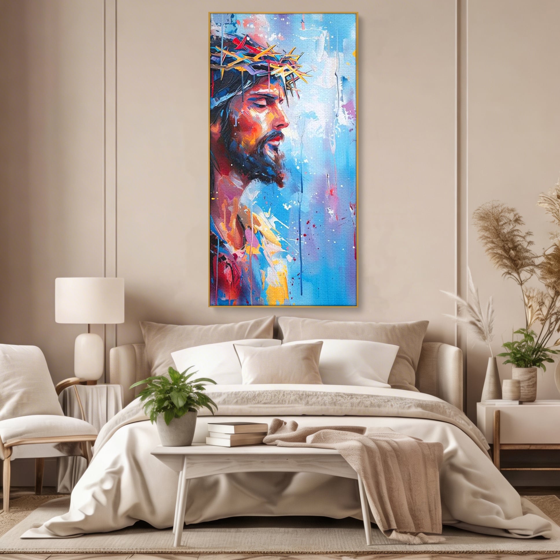 Tablou Canvas Premium LuxCanva® H1044, Reverie Sacra, Iisus, Credinta, Speranta, Mantuire, Har, Emotie, Coroana de Spini, Decor Crestin, Arta Religioasa, Living, Dormitor