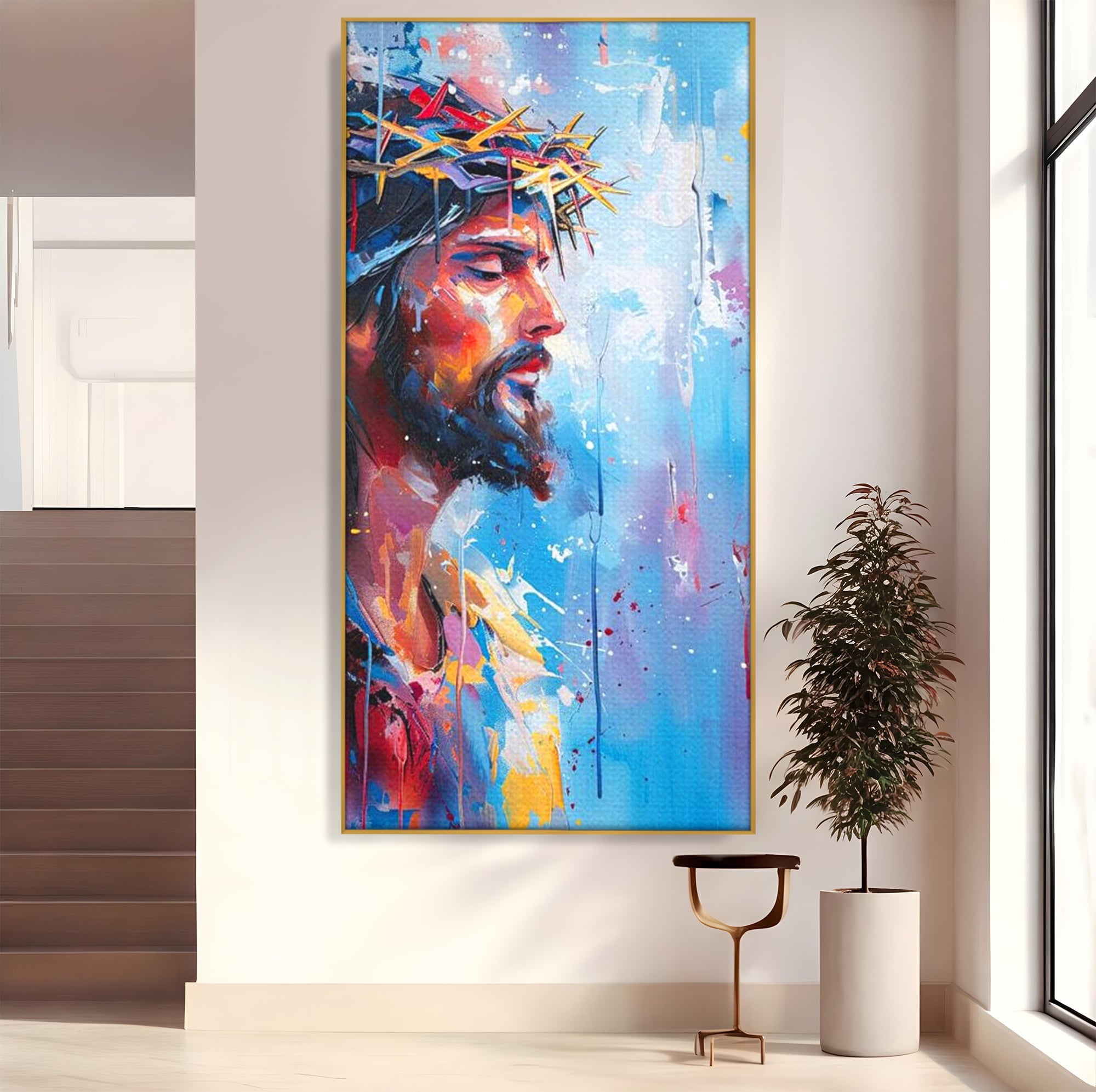 Tablou Canvas Premium LuxCanva® H1044, Reverie Sacra, Iisus, Credinta, Speranta, Mantuire, Har, Emotie, Coroana de Spini, Decor Crestin, Arta Religioasa, Living, Dormitor