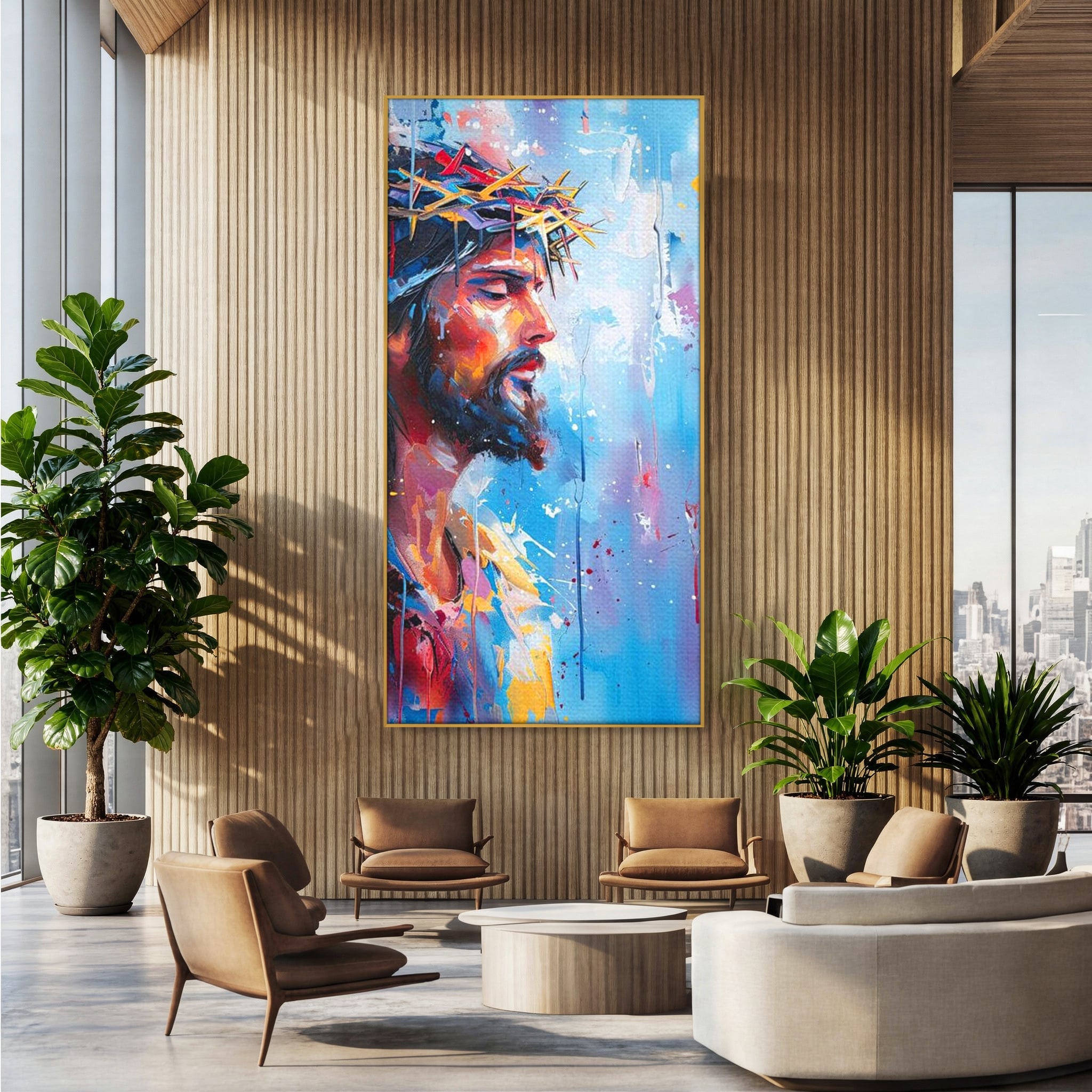 Tablou Canvas Premium LuxCanva® H1044, Reverie Sacra, Iisus, Credinta, Speranta, Mantuire, Har, Emotie, Coroana de Spini, Decor Crestin, Arta Religioasa, Living, Dormitor