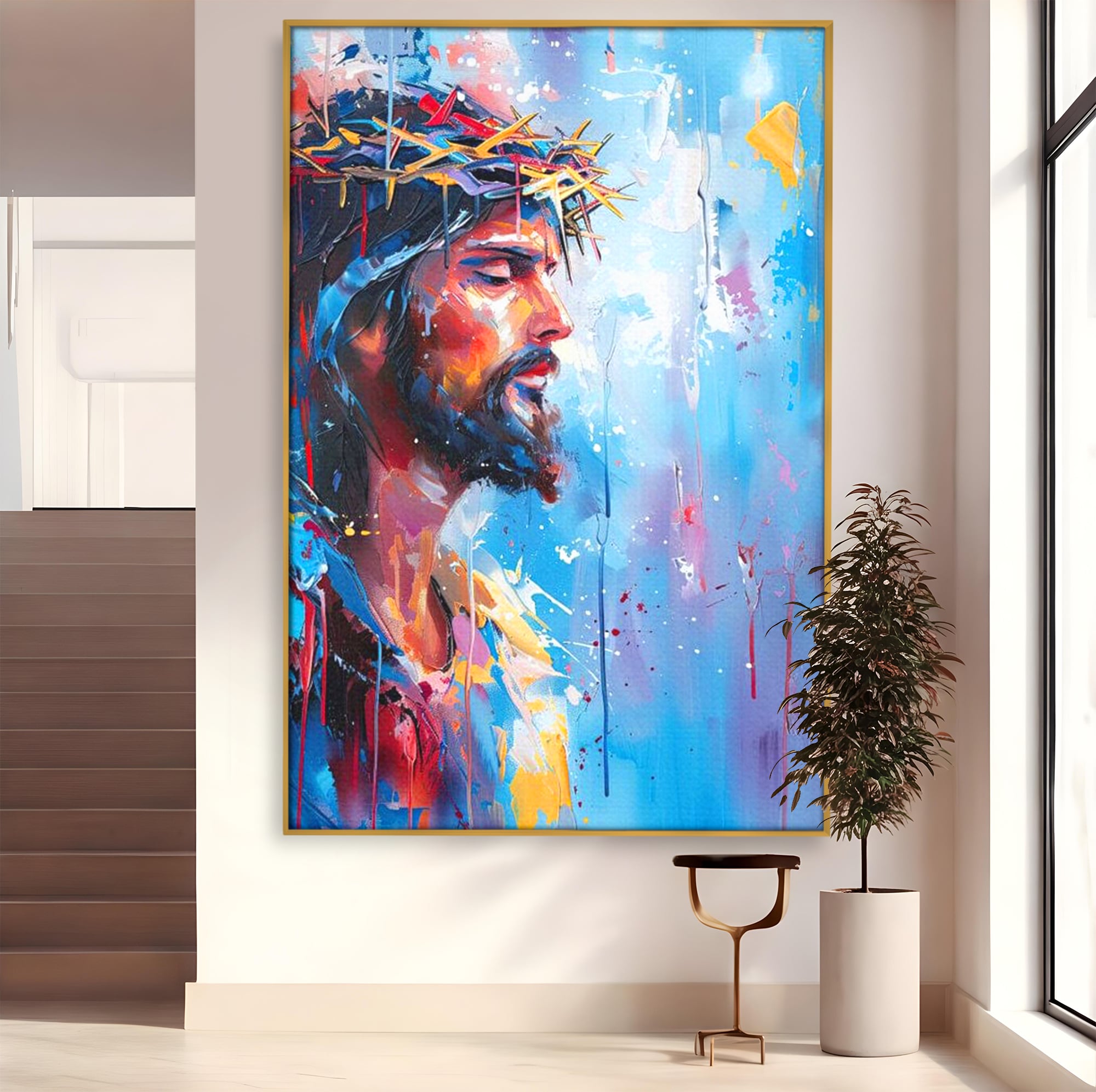 Tablou Canvas Premium LuxCanva® H1044, Reverie Sacra, Iisus, Credinta, Speranta, Mantuire, Har, Emotie, Coroana de Spini, Decor Crestin, Arta Religioasa, Living, Dormitor